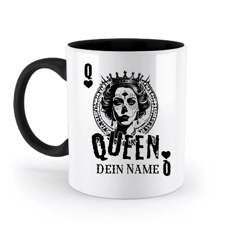 Poker Queen + dein Name • zweifarbige Tasse spülmaschinengeeignet • Exklusivdesign • personalisiert