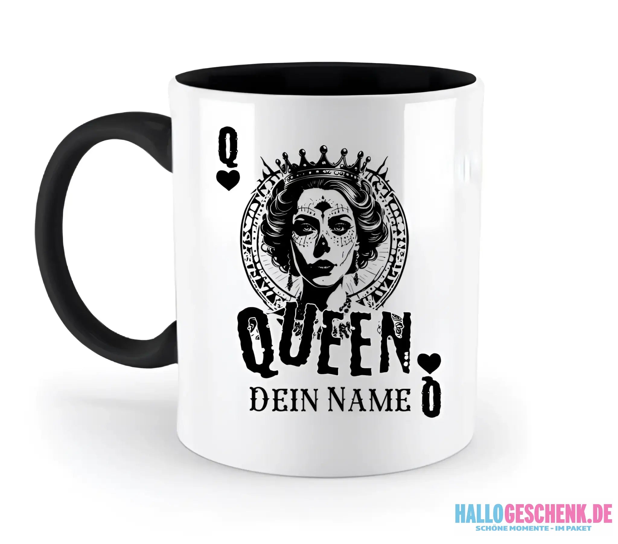Poker Queen + dein Name • zweifarbige Tasse spülmaschinengeeignet • Exklusivdesign • personalisiert
