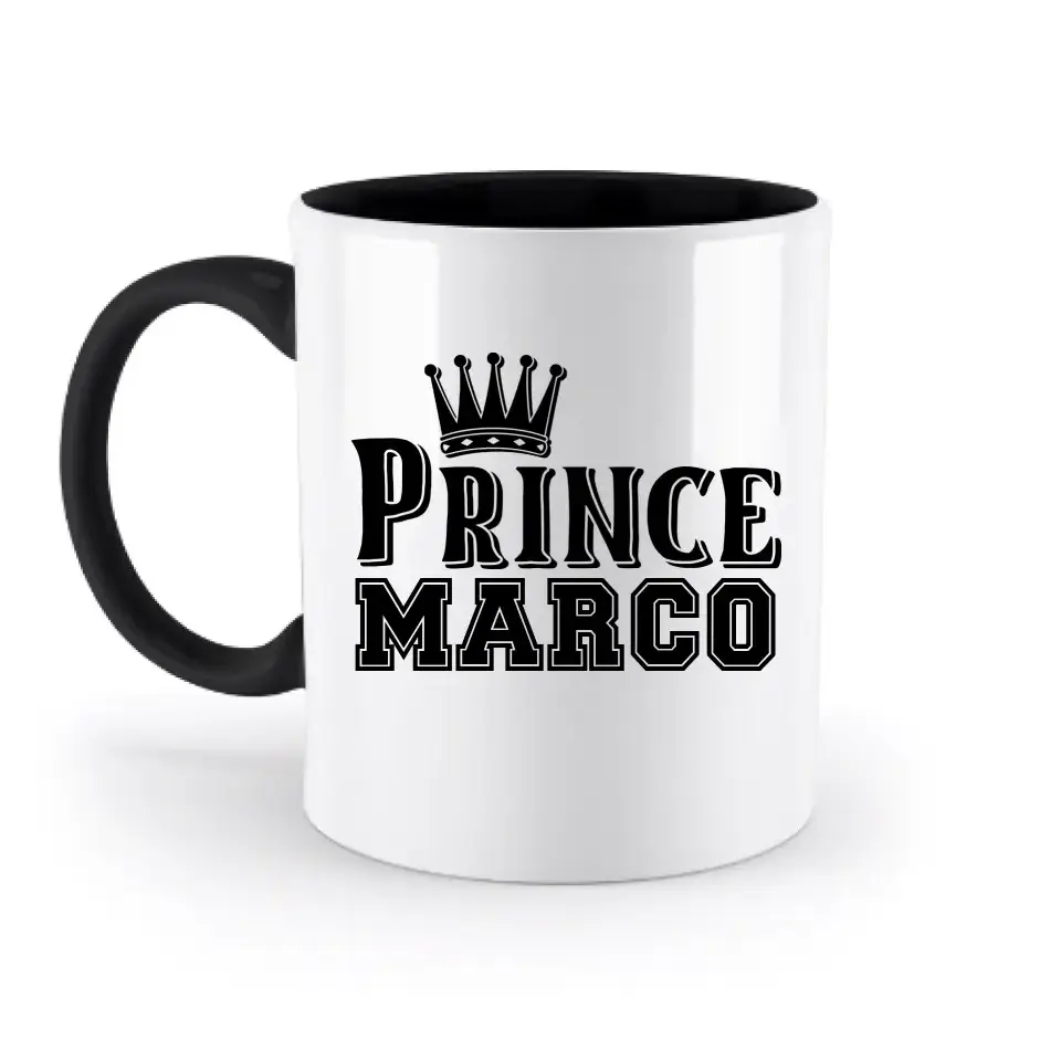 PRINCE + WUNSCHNAME • zweifarbige Tasse • Exklusivdesign • personalisiert