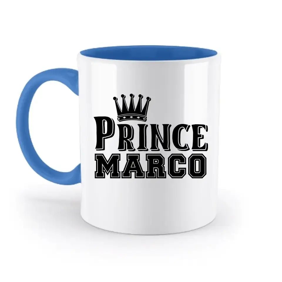 PRINCE + WUNSCHNAME • zweifarbige Tasse • Exklusivdesign • personalisiert