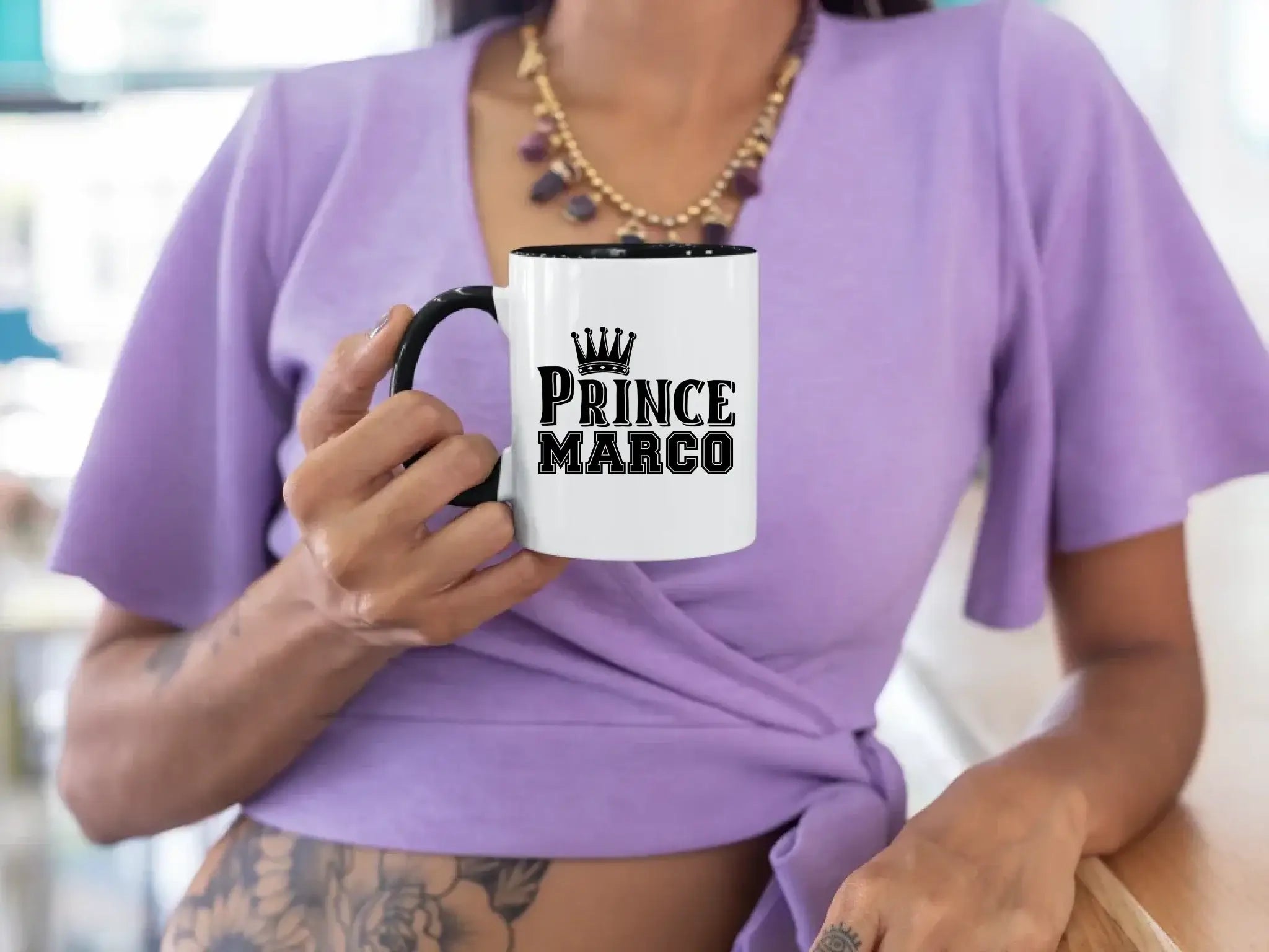 PRINCE + WUNSCHNAME • zweifarbige Tasse • Exklusivdesign • personalisiert