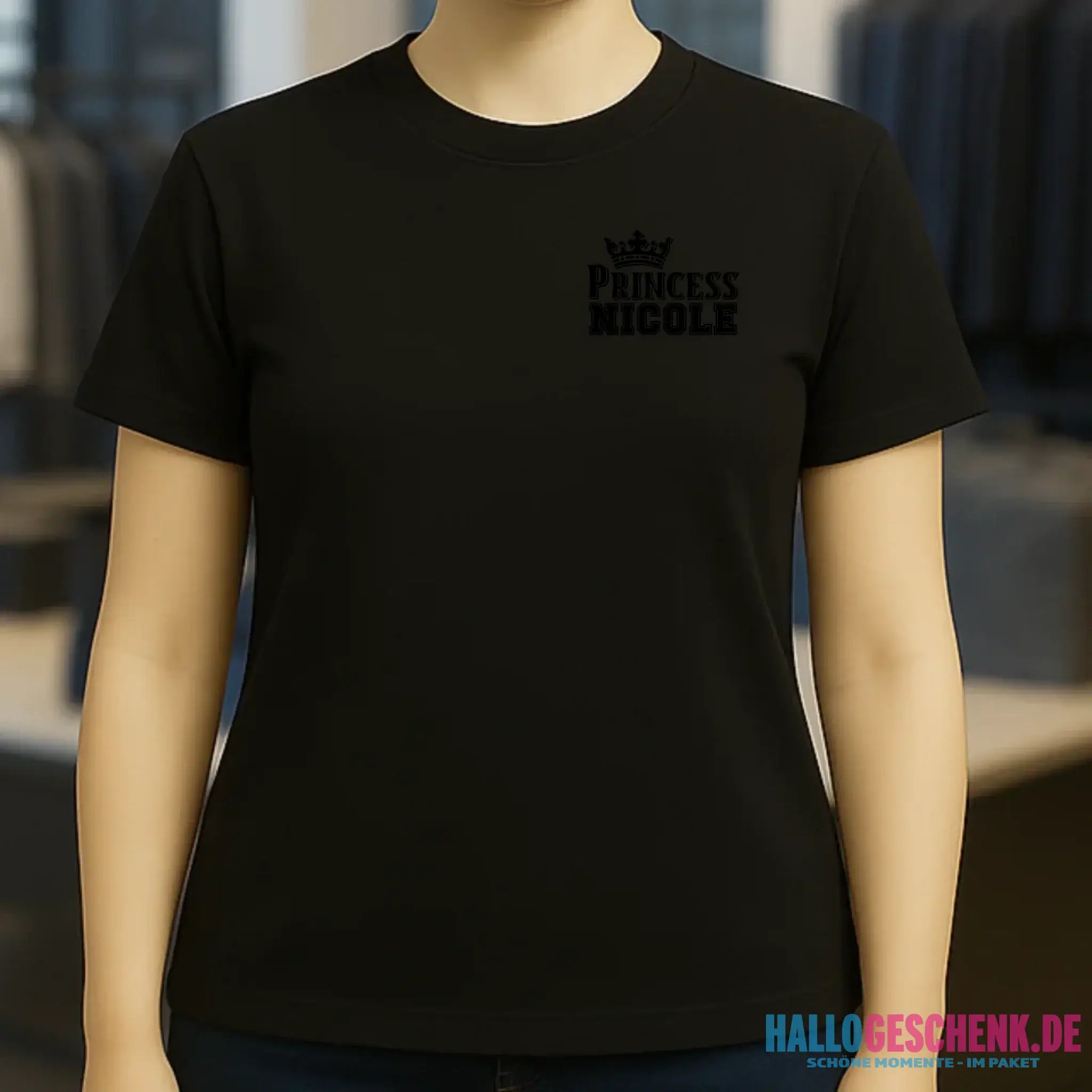 PRINCESS + WUNSCHNAME • Ladies Premium T-Shirt XS-2XL aus Bio-Baumwolle für Damen • Exklusivdesign • personalisiert • Brustdruck