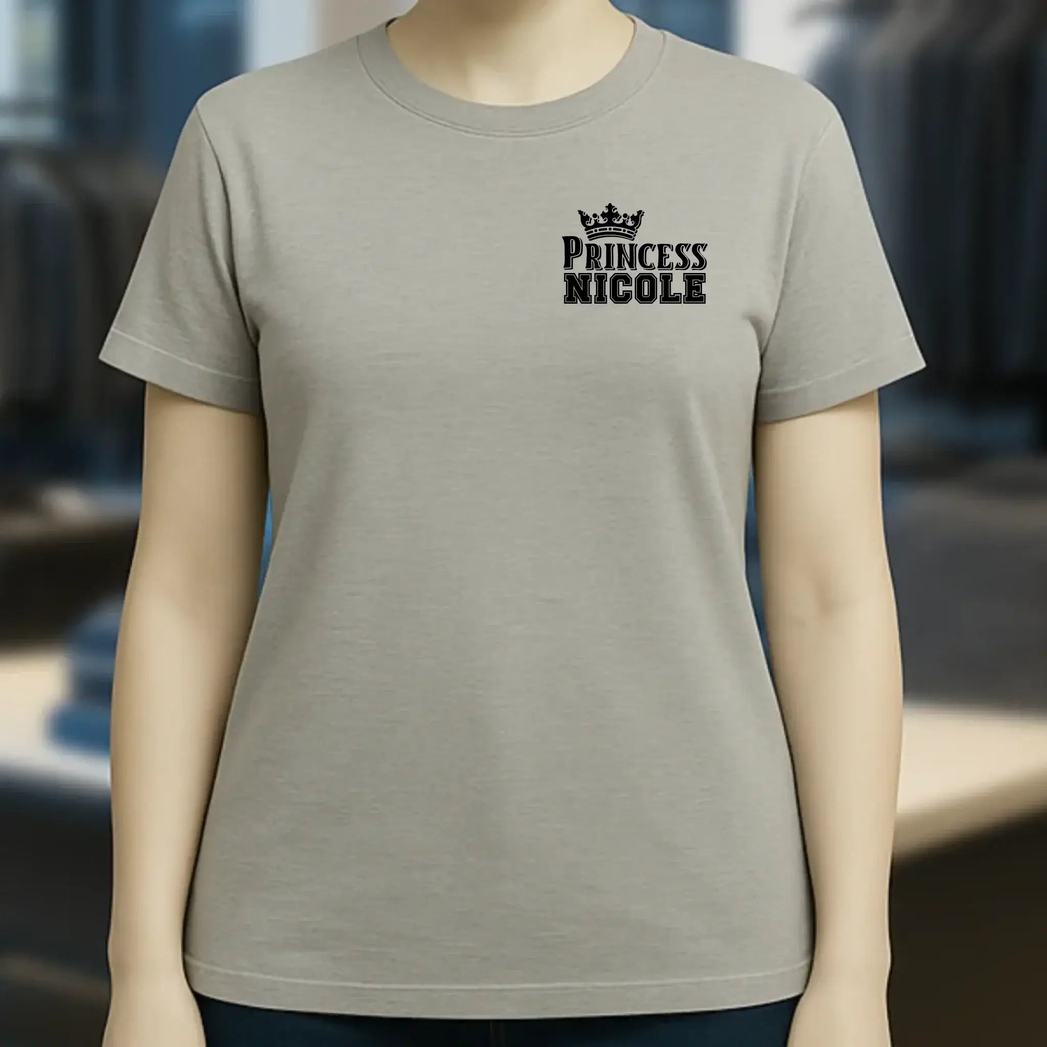 PRINCESS + WUNSCHNAME • Ladies Premium T-Shirt XS-2XL aus Bio-Baumwolle für Damen • Exklusivdesign • personalisiert • Brustdruck