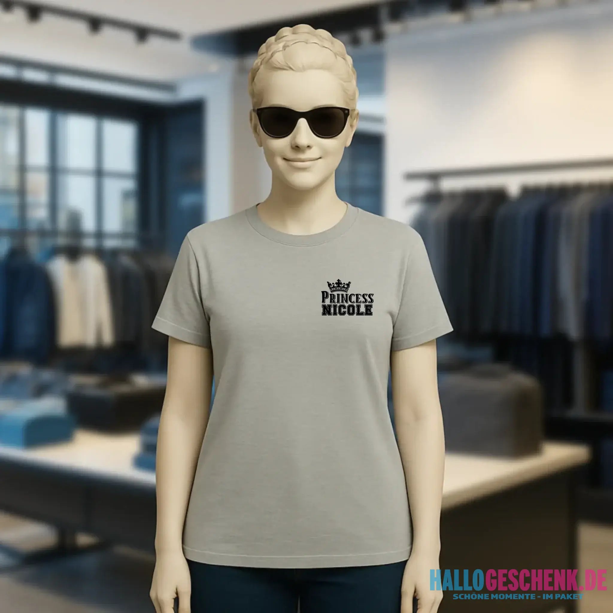 PRINCESS + WUNSCHNAME • Ladies Premium T-Shirt XS-2XL aus Bio-Baumwolle für Damen • Exklusivdesign • personalisiert • Brustdruck