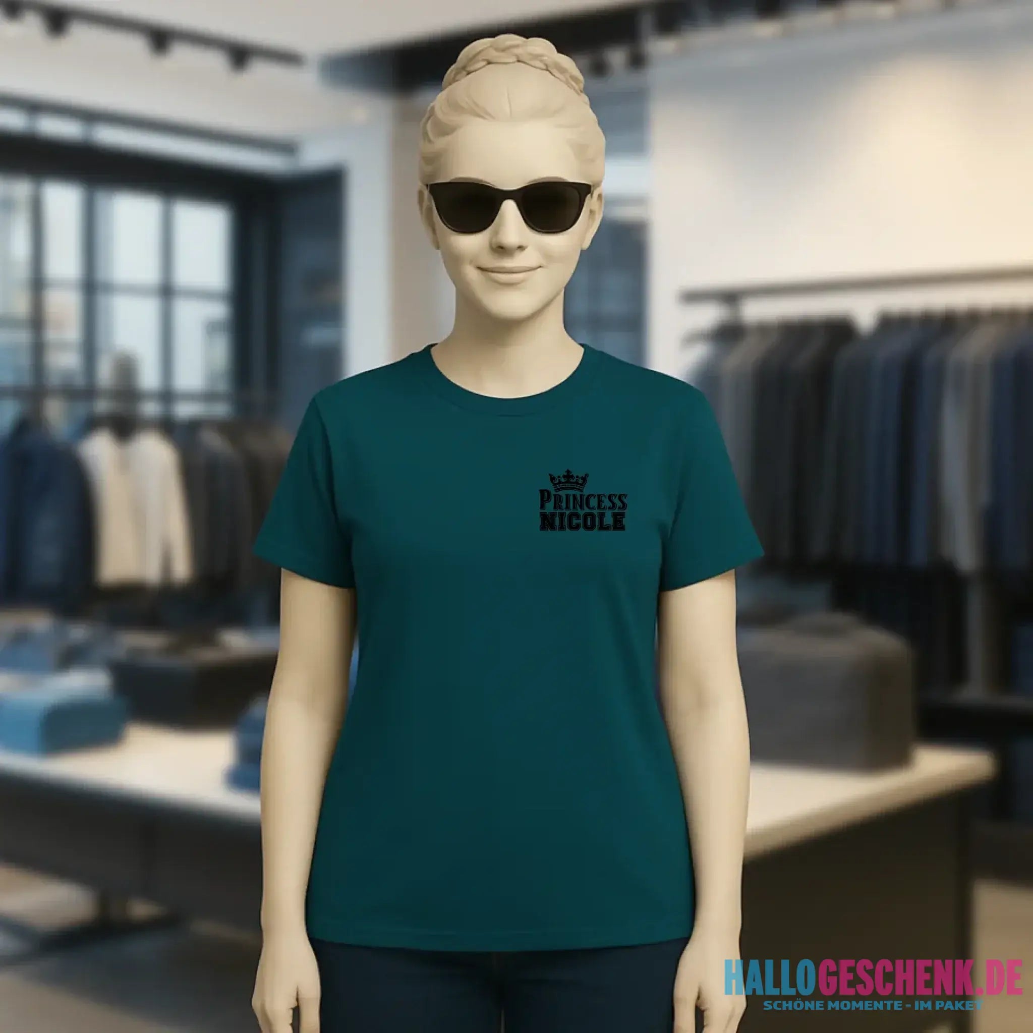 PRINCESS + WUNSCHNAME • Ladies Premium T-Shirt XS-2XL aus Bio-Baumwolle für Damen • Exklusivdesign • personalisiert • Brustdruck