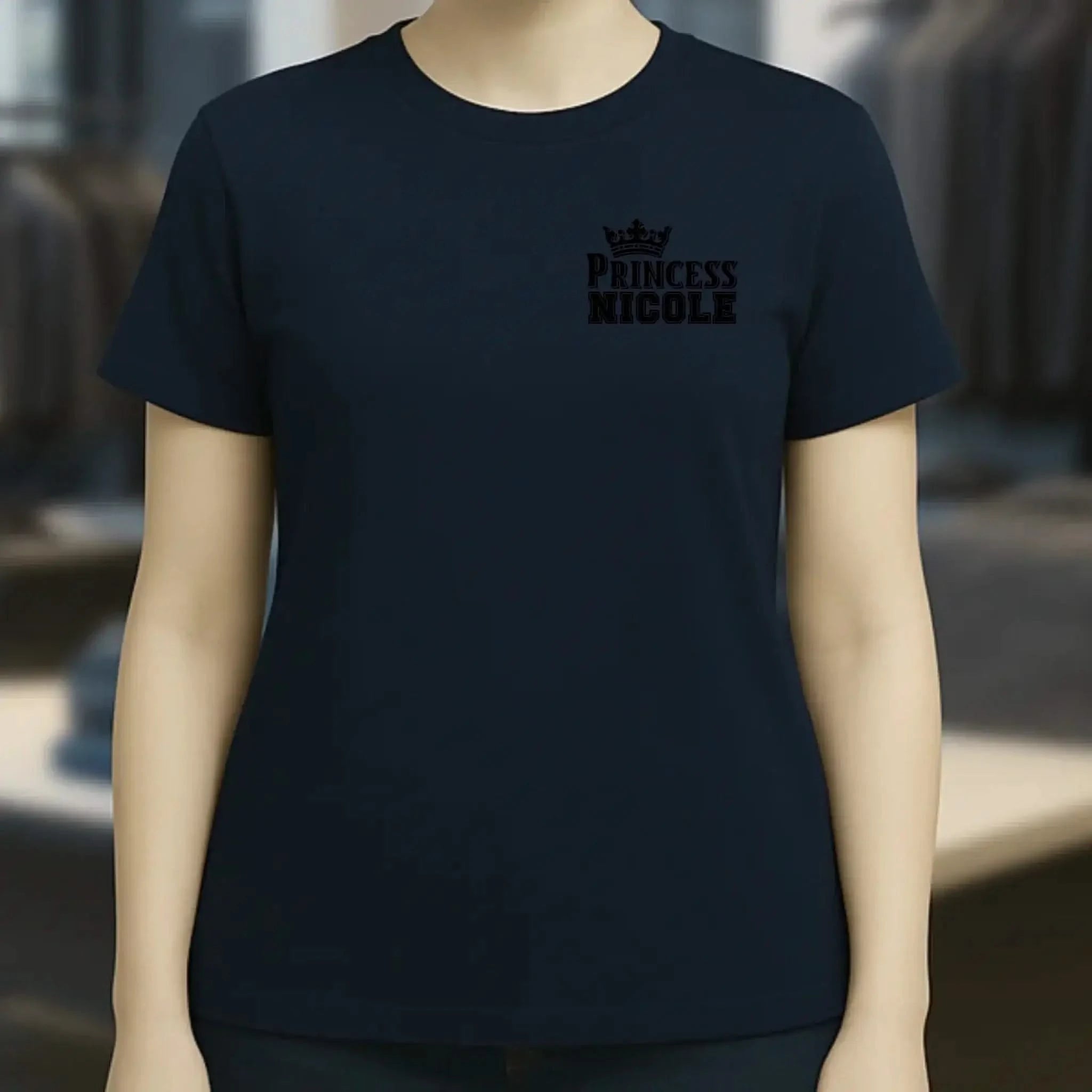PRINCESS + WUNSCHNAME • Ladies Premium T-Shirt XS-2XL aus Bio-Baumwolle für Damen • Exklusivdesign • personalisiert • Brustdruck