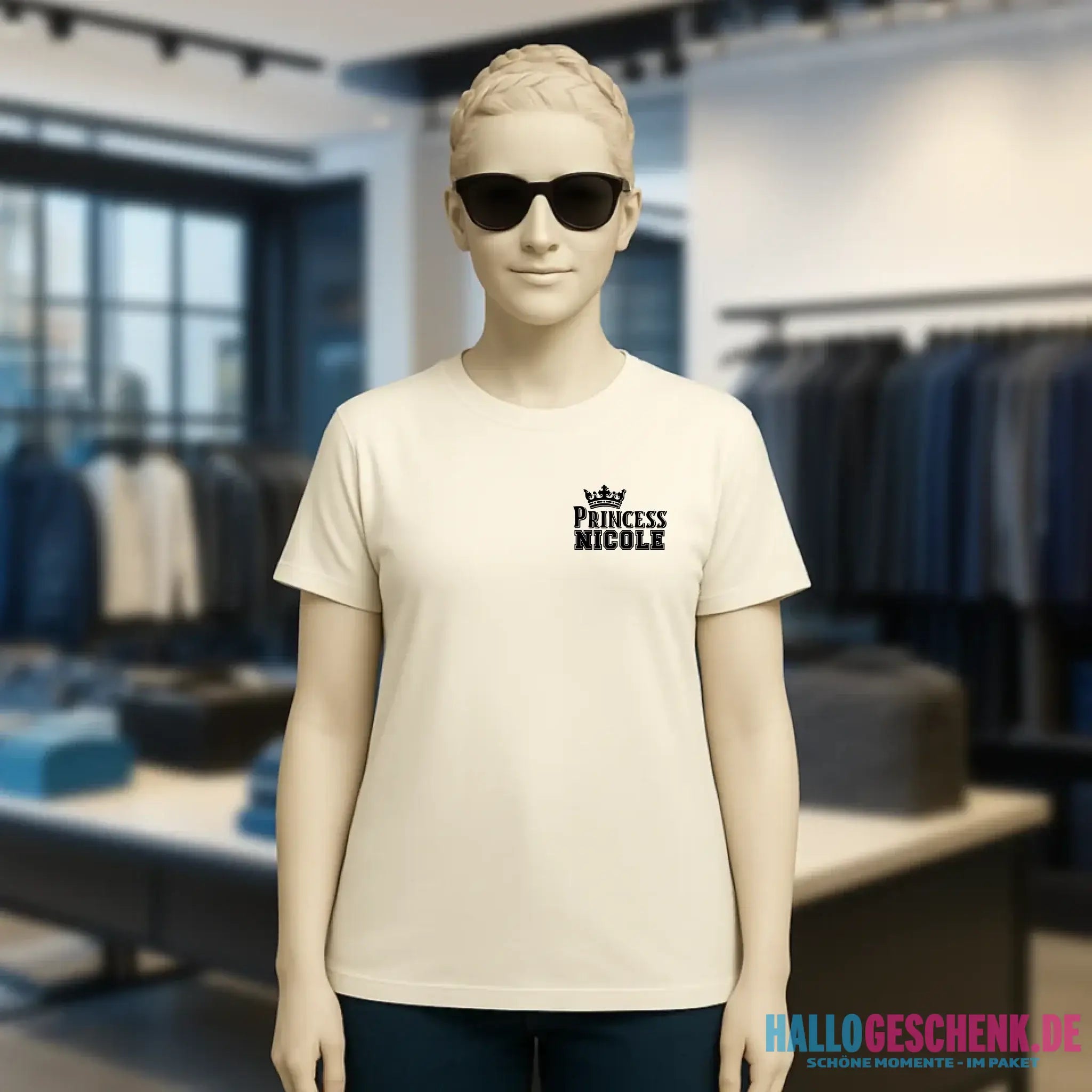 PRINCESS + WUNSCHNAME • Ladies Premium T-Shirt XS-2XL aus Bio-Baumwolle für Damen • Exklusivdesign • personalisiert • Brustdruck