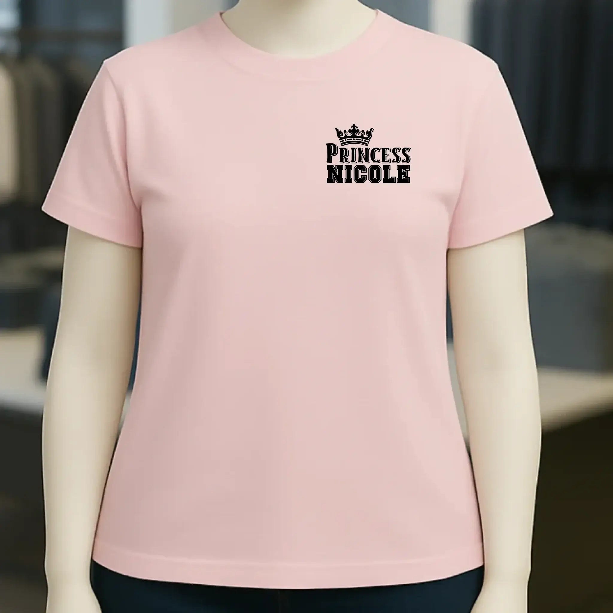 PRINCESS + WUNSCHNAME • Ladies Premium T-Shirt XS-2XL aus Bio-Baumwolle für Damen • Exklusivdesign • personalisiert • Brustdruck