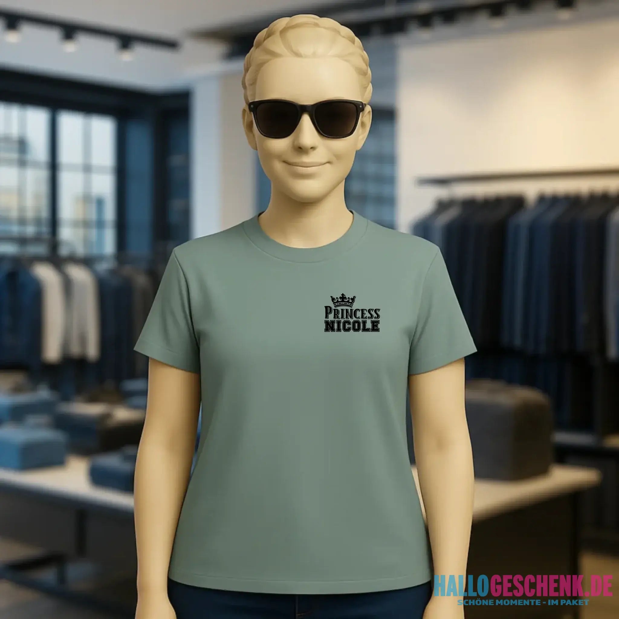 PRINCESS + WUNSCHNAME • Ladies Premium T-Shirt XS-2XL aus Bio-Baumwolle für Damen • Exklusivdesign • personalisiert • Brustdruck