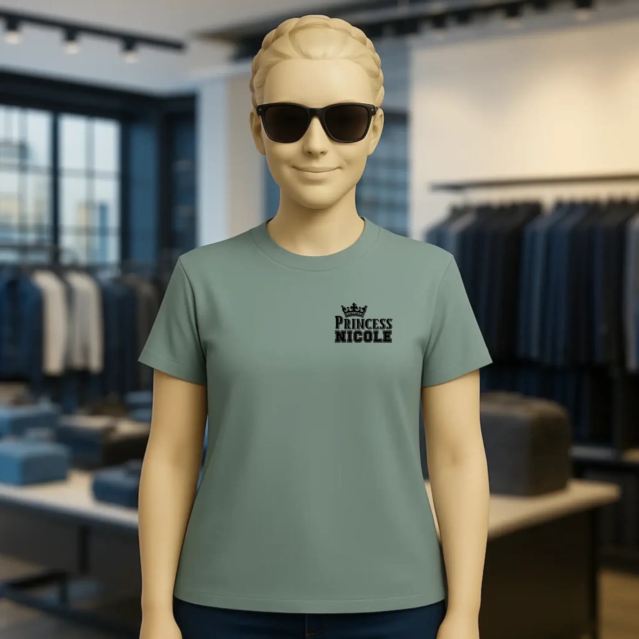 PRINCESS + WUNSCHNAME • Ladies Premium T-Shirt XS-2XL aus Bio-Baumwolle für Damen • Exklusivdesign • personalisiert • Brustdruck