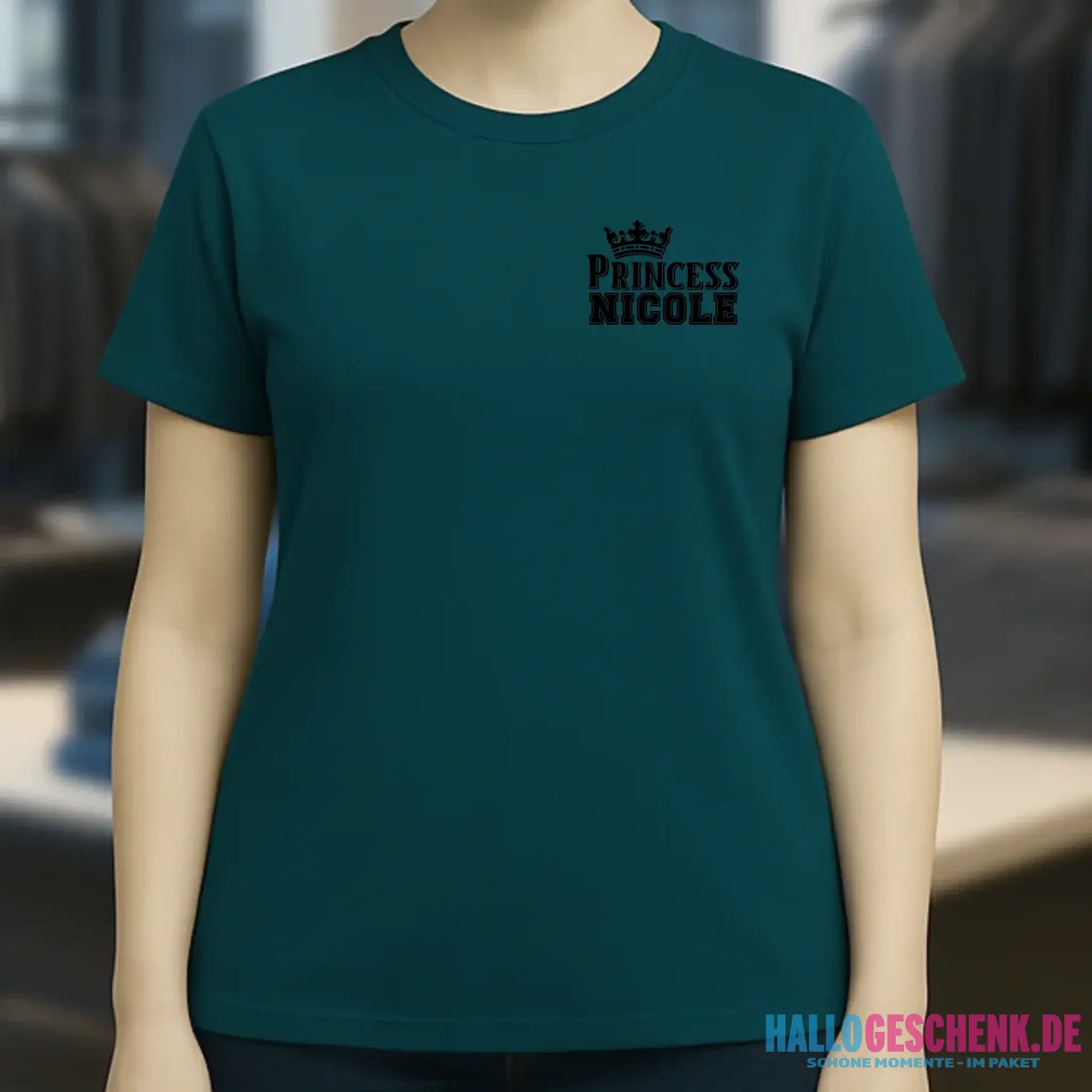 PRINCESS + WUNSCHNAME • Ladies Premium T-Shirt XS-2XL aus Bio-Baumwolle für Damen • Exklusivdesign • personalisiert • Brustdruck