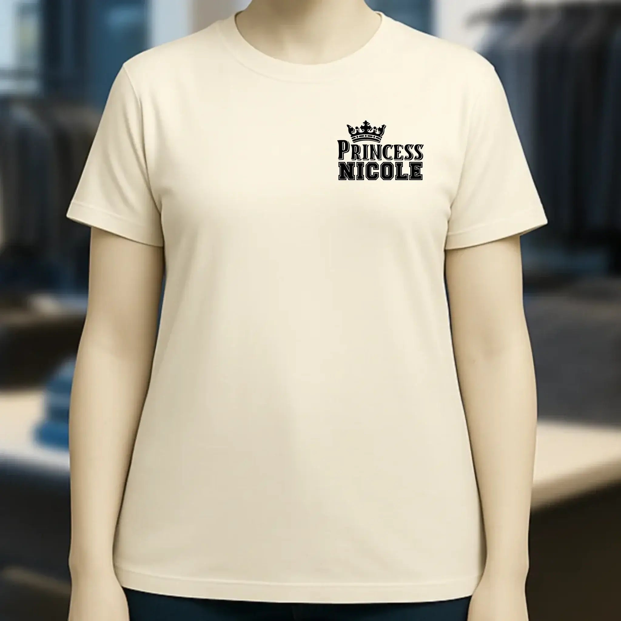 PRINCESS + WUNSCHNAME • Ladies Premium T-Shirt XS-2XL aus Bio-Baumwolle für Damen • Exklusivdesign • personalisiert • Brustdruck