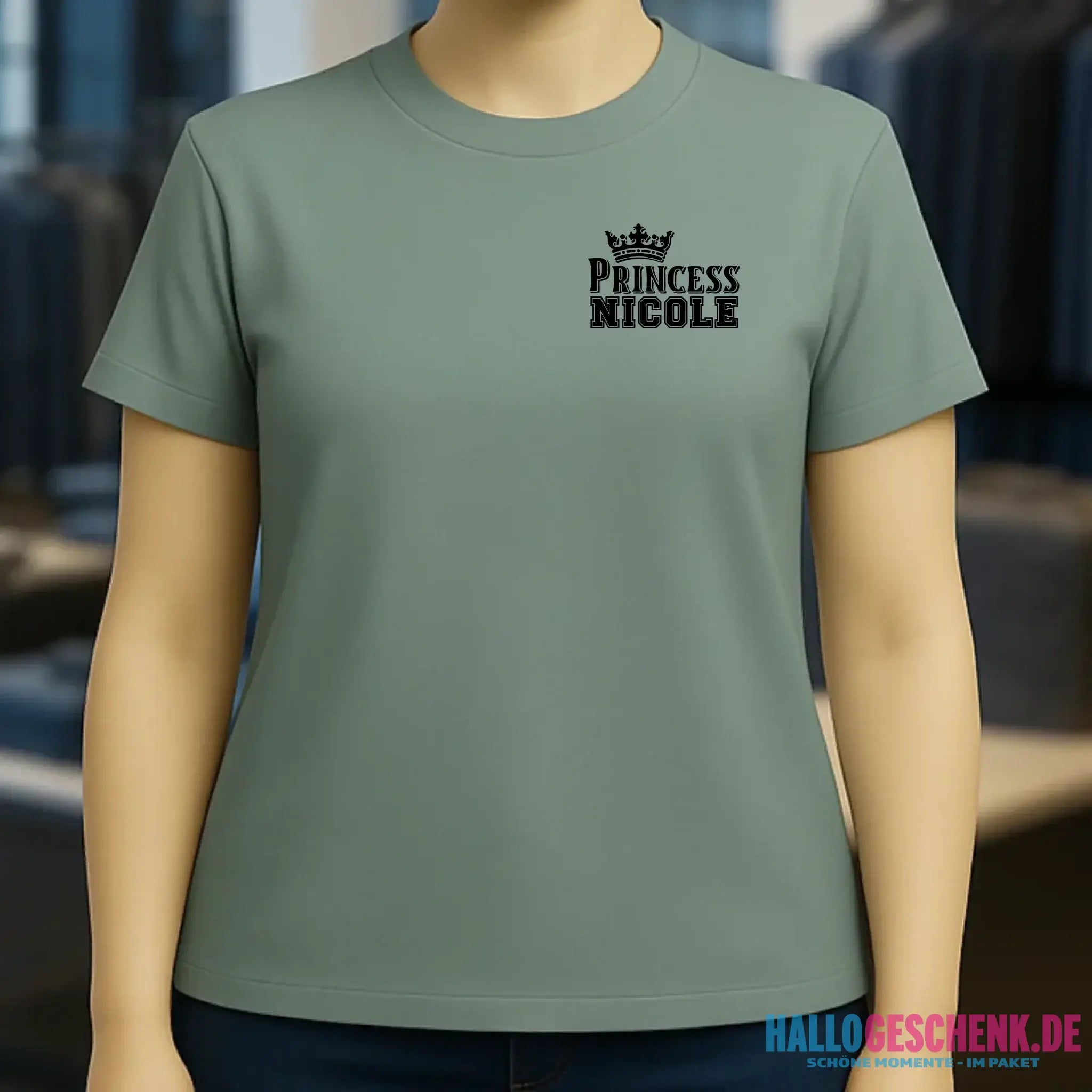 PRINCESS + WUNSCHNAME • Ladies Premium T-Shirt XS-2XL aus Bio-Baumwolle für Damen • Exklusivdesign • personalisiert • Brustdruck