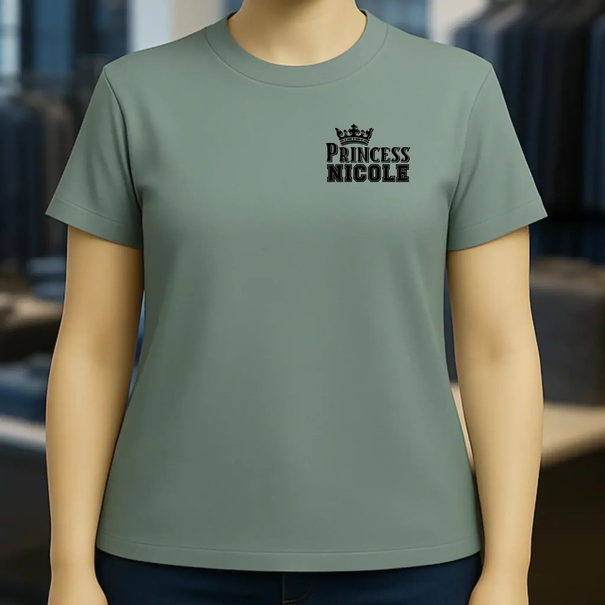 PRINCESS + WUNSCHNAME • Ladies Premium T-Shirt XS-2XL aus Bio-Baumwolle für Damen • Exklusivdesign • personalisiert • Brustdruck