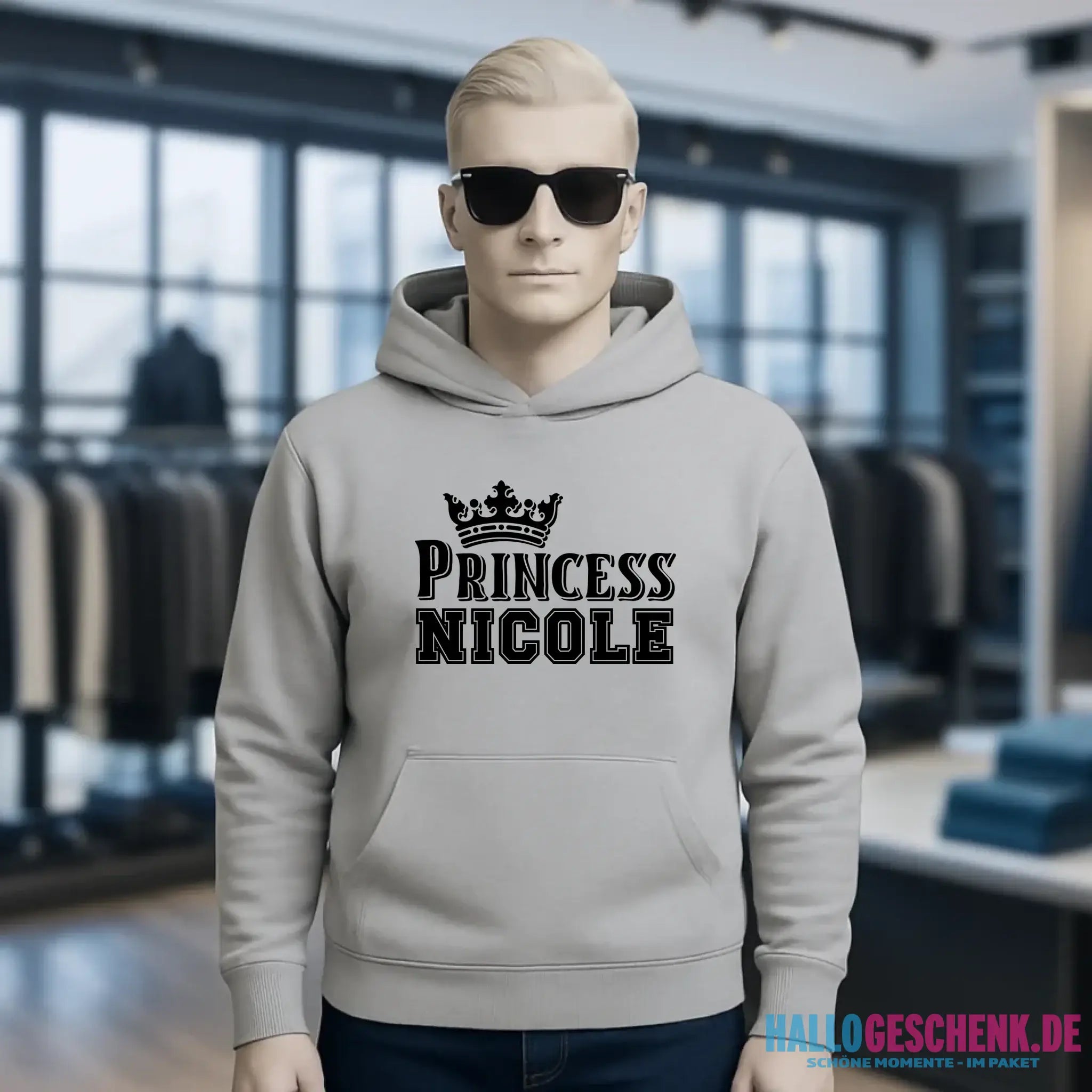 PRINCESS + WUNSCHNAME • Unisex Premium Hoodie XS-5XL aus Bio-Baumwolle für Damen & Herren • Exklusivdesign • personalisiert