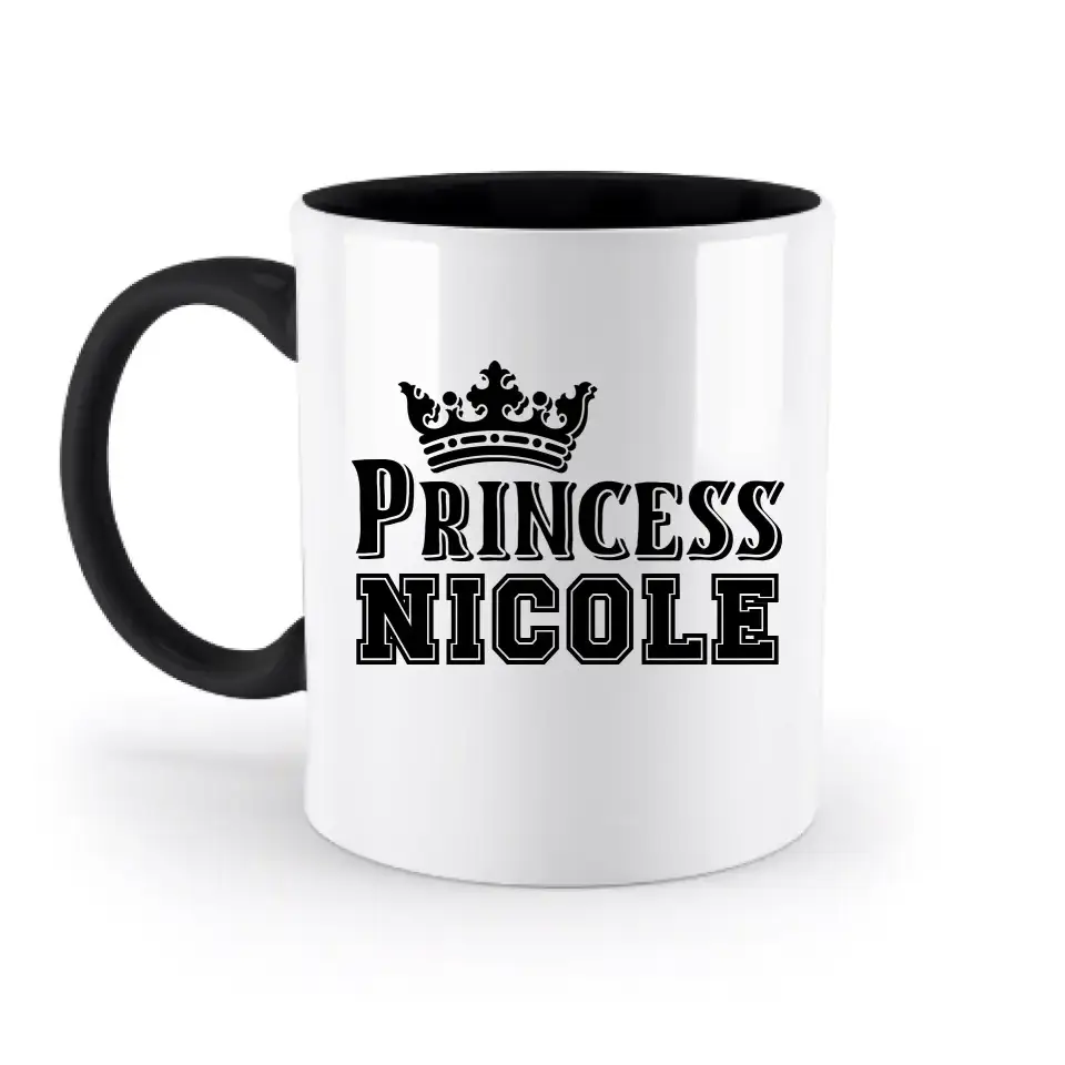PRINCESS + WUNSCHNAME • zweifarbige Tasse • Exklusivdesign • personalisiert