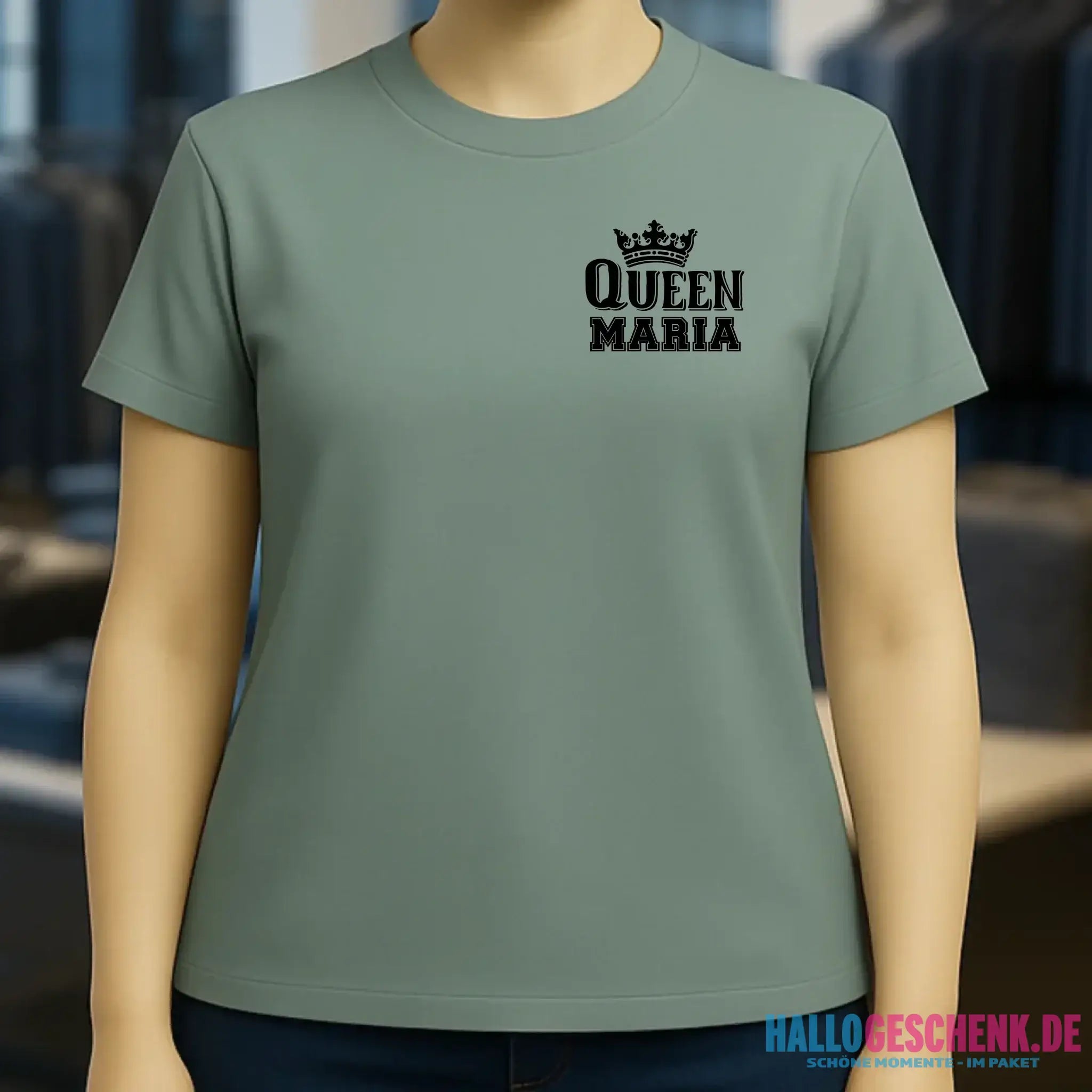 QUEEN + WUNSCHNAME • Ladies Premium T-Shirt XS-2XL aus Bio-Baumwolle für Damen • Exklusivdesign • personalisiert • Brustdruck