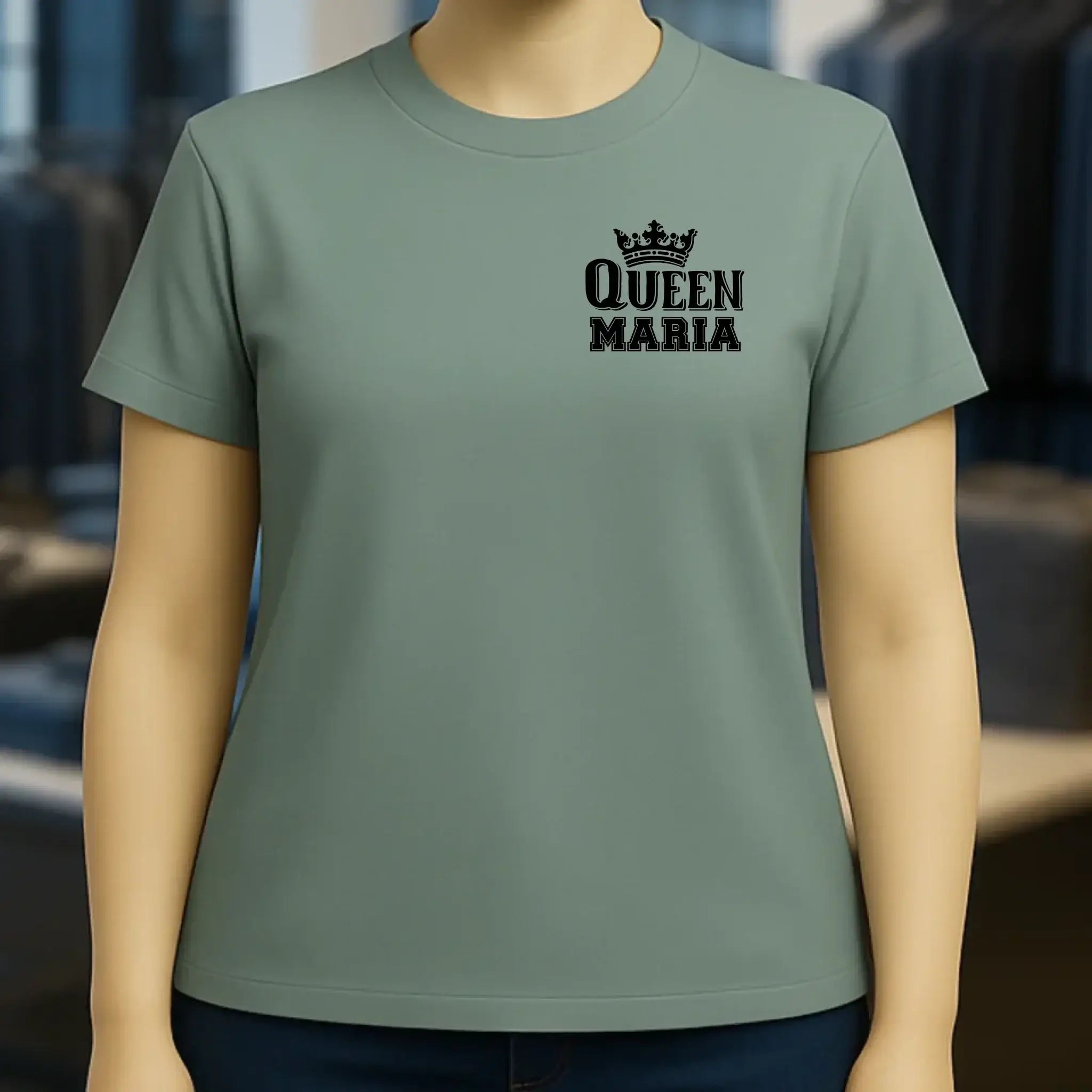 QUEEN + WUNSCHNAME • Ladies Premium T-Shirt XS-2XL aus Bio-Baumwolle für Damen • Exklusivdesign • personalisiert • Brustdruck