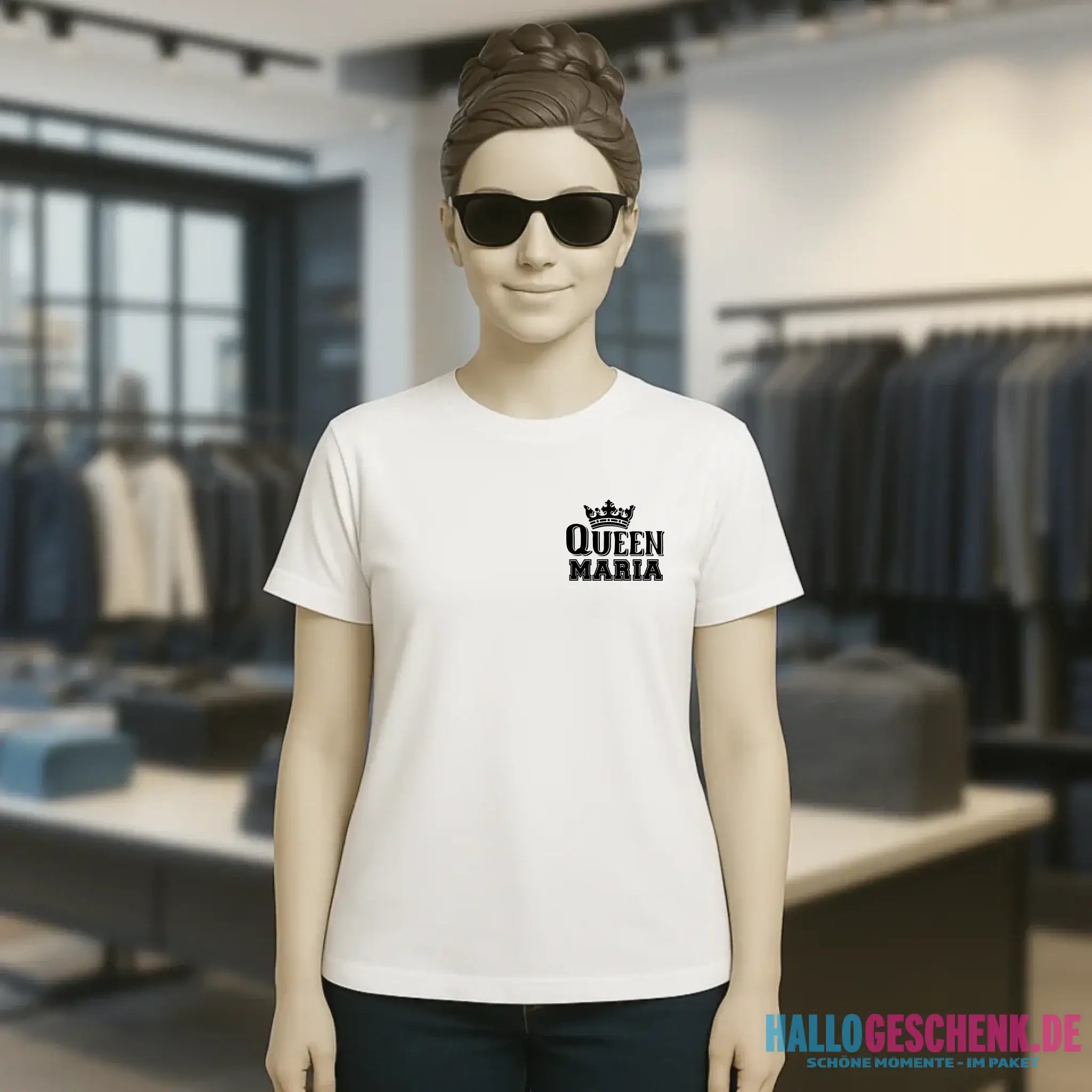 QUEEN + WUNSCHNAME • Ladies Premium T-Shirt XS-2XL aus Bio-Baumwolle für Damen • Exklusivdesign • personalisiert • Brustdruck