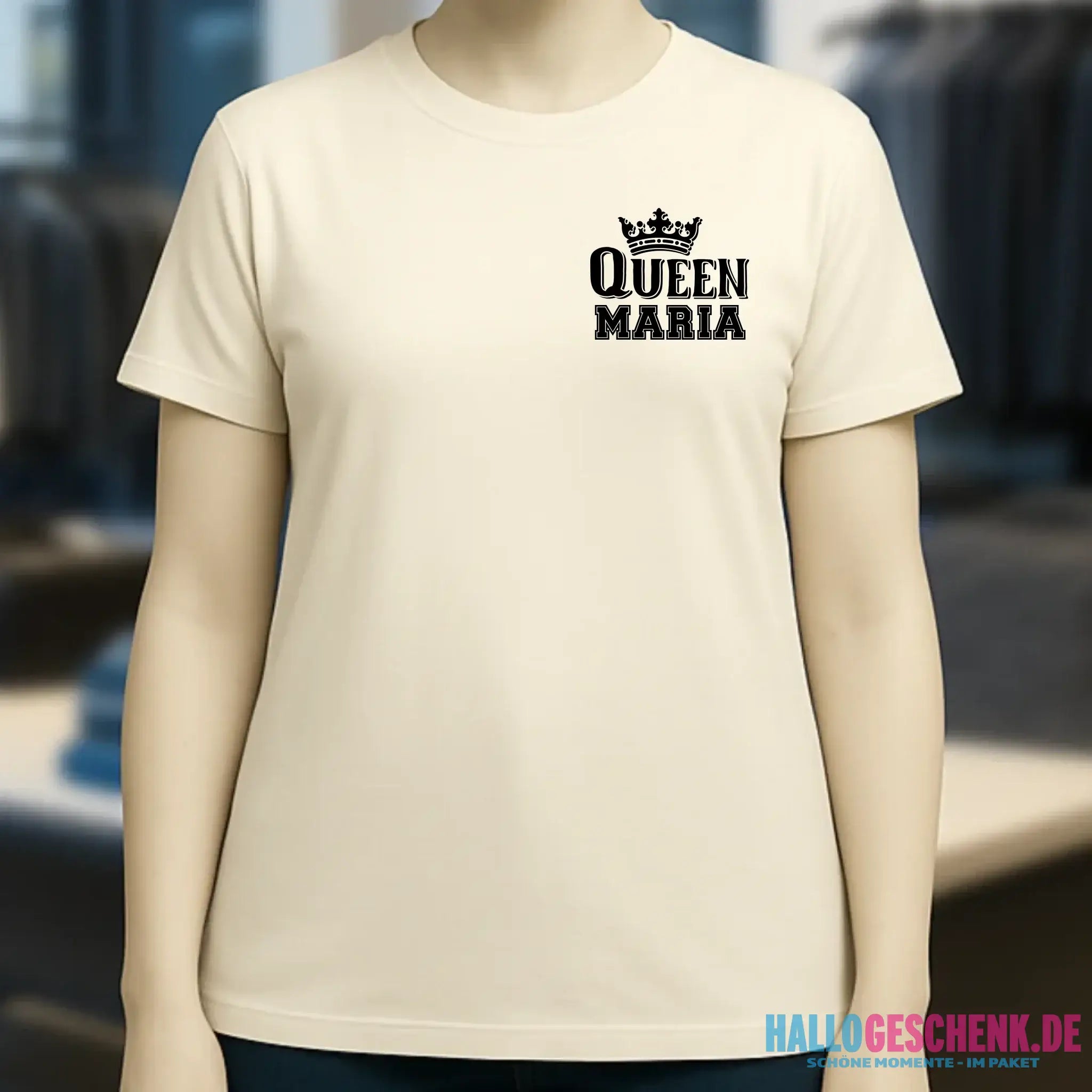 QUEEN + WUNSCHNAME • Ladies Premium T-Shirt XS-2XL aus Bio-Baumwolle für Damen • Exklusivdesign • personalisiert • Brustdruck