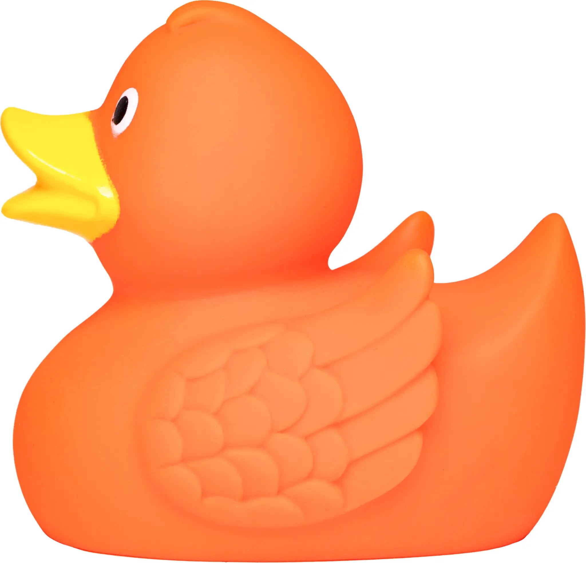 Orange Quietsche-Ente Wings mit gelbem Schnabel und strukturierter Federoptik ideal als Badeente
