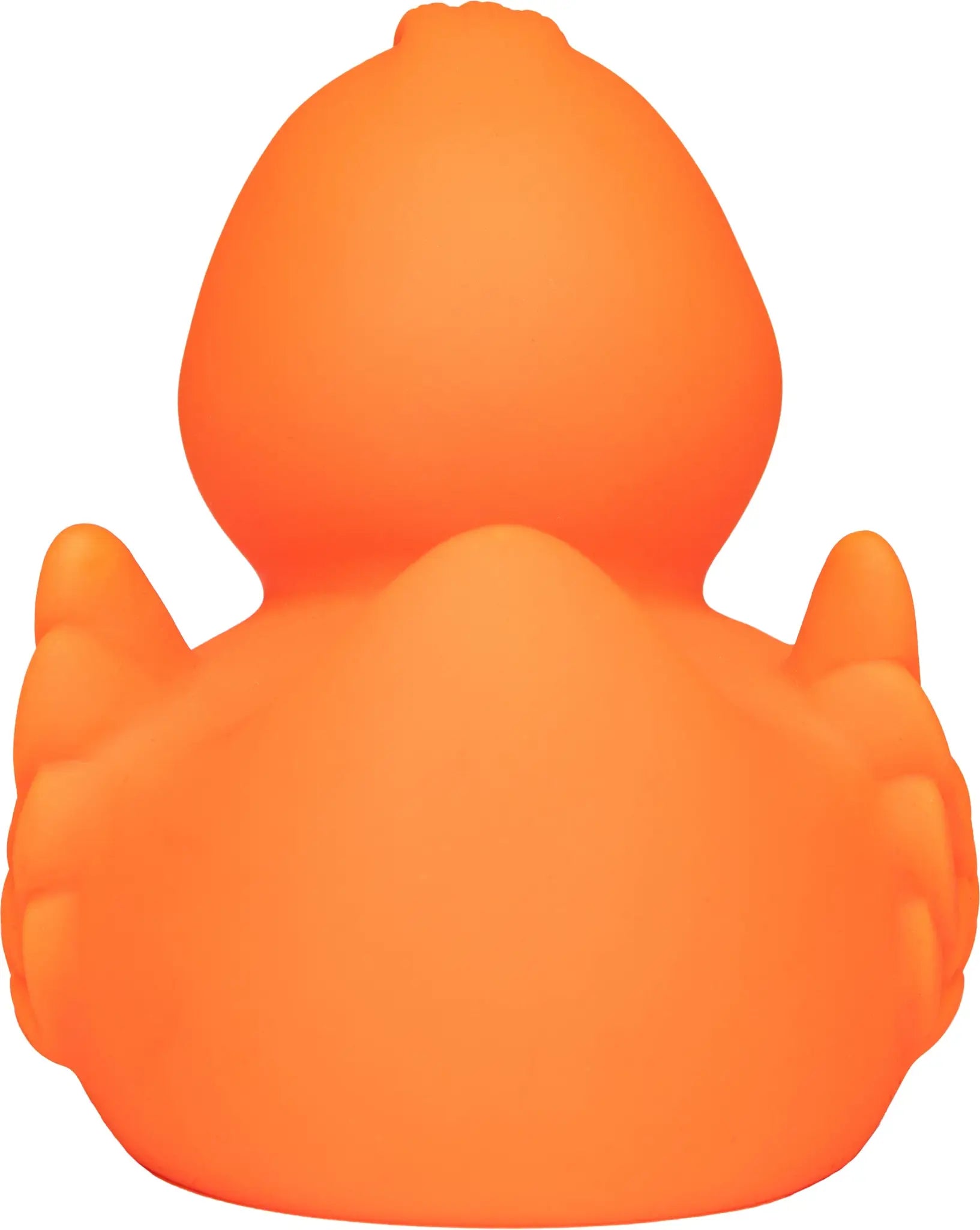 Eine orange quietsche-ente wings mit glatter federoptik und abgerundeten, stilisierten merkmalen aus gummi