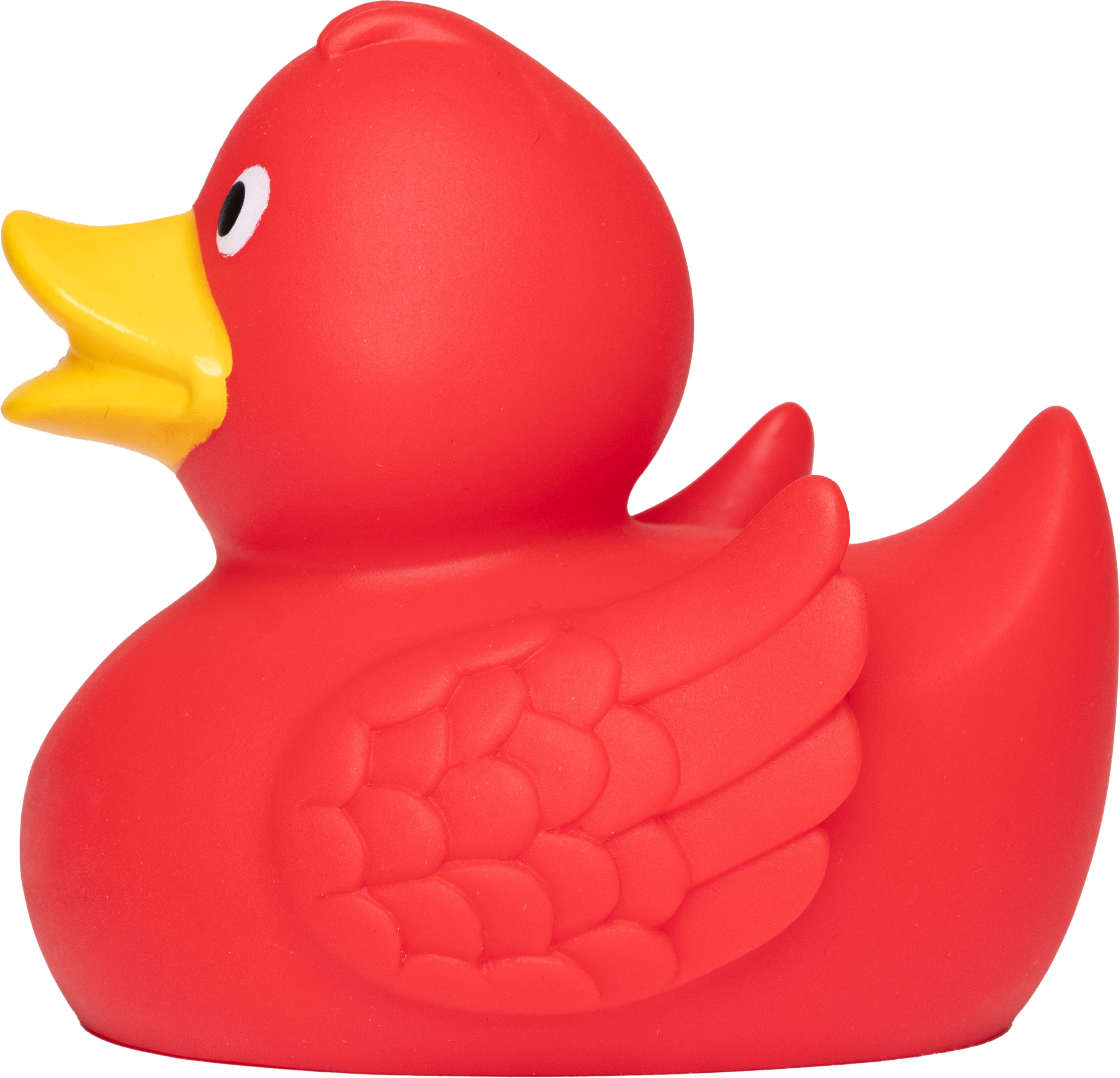 Quietsche-Ente „Wings“ (Rot) – besondere Federoptik • Badeente - Badeenten