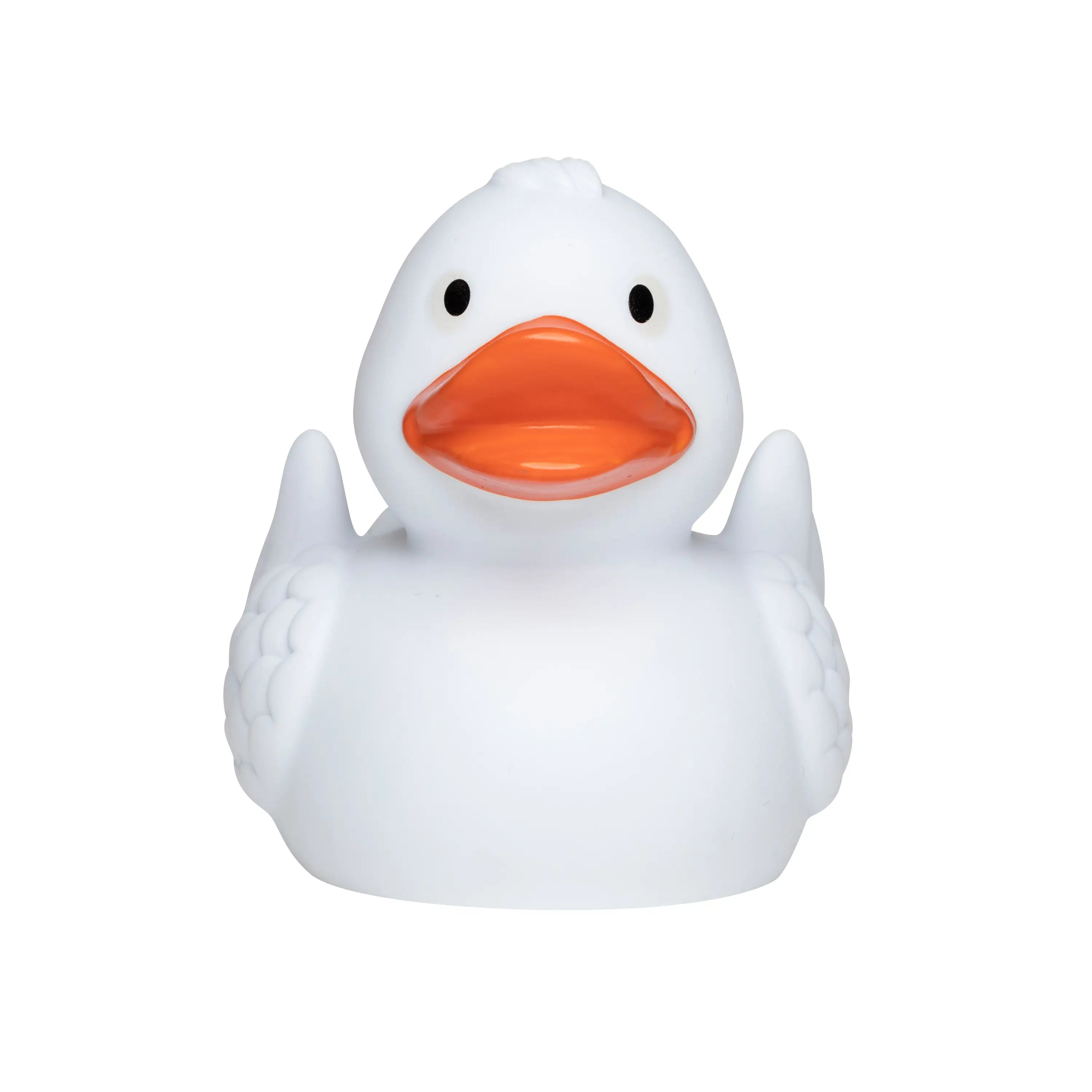 Quietsche-Ente „Wings“ (Weiß) – besondere Federoptik • Badeente - Badeenten