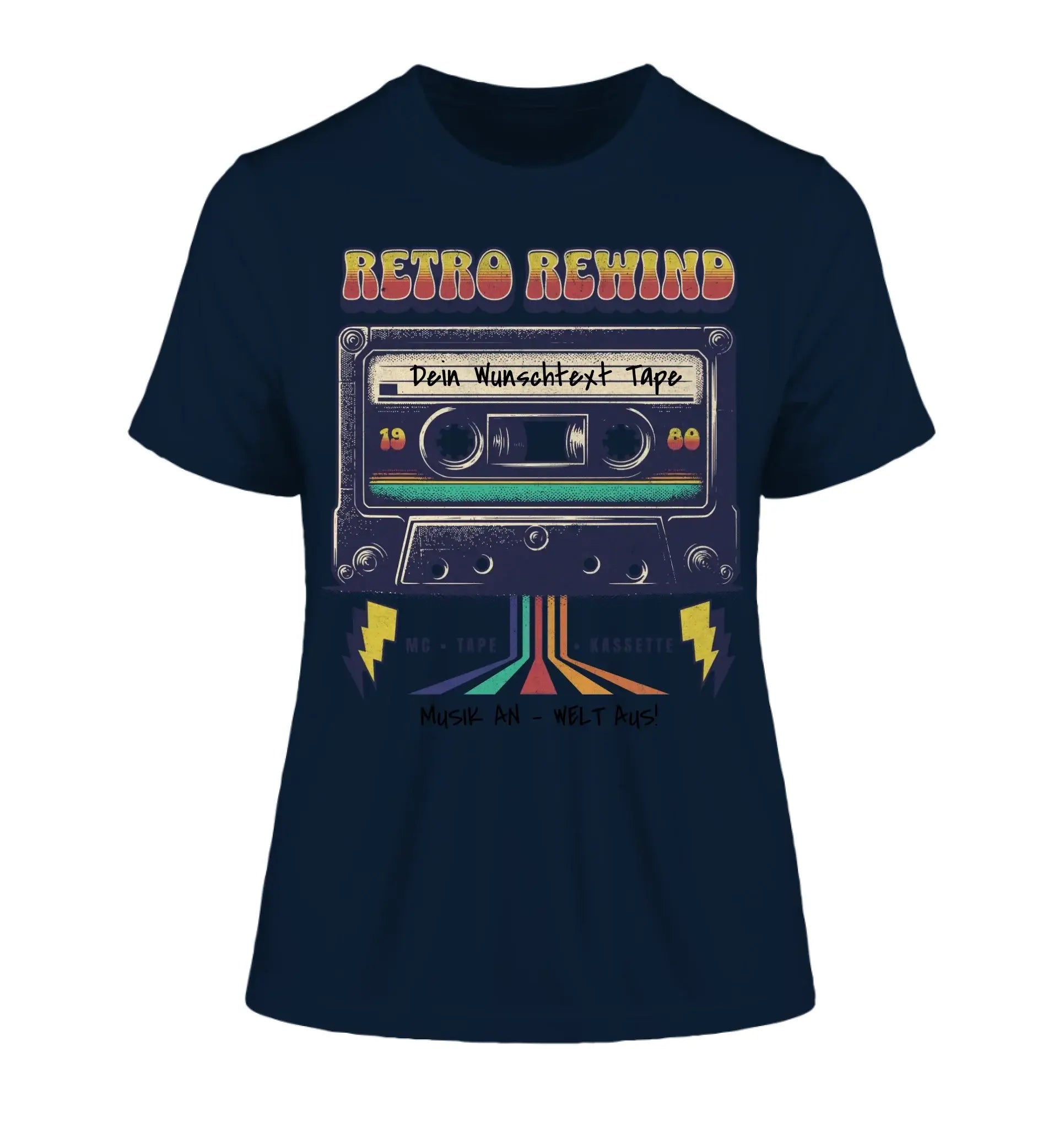 Retro MC 1950 - 2010 mit Wunschtext (personalisierbare Motive) - Damen T-Shirt (Fitted) • Bio / French Navy / 2XL