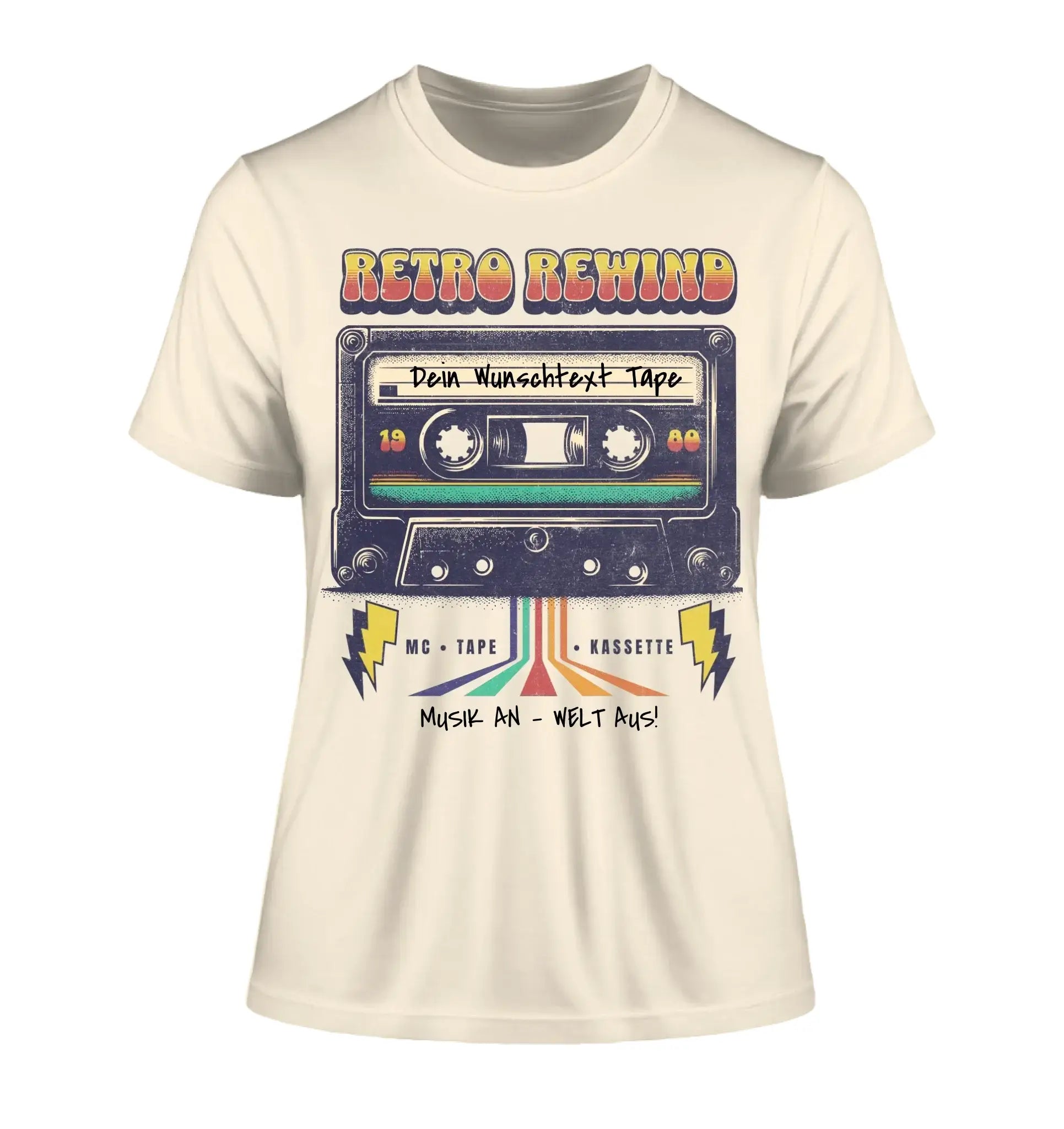 Retro MC 1950 - 2010 mit Wunschtext (personalisierbare Motive) - Damen T-Shirt (Fitted) • Bio / Natural / 2XL