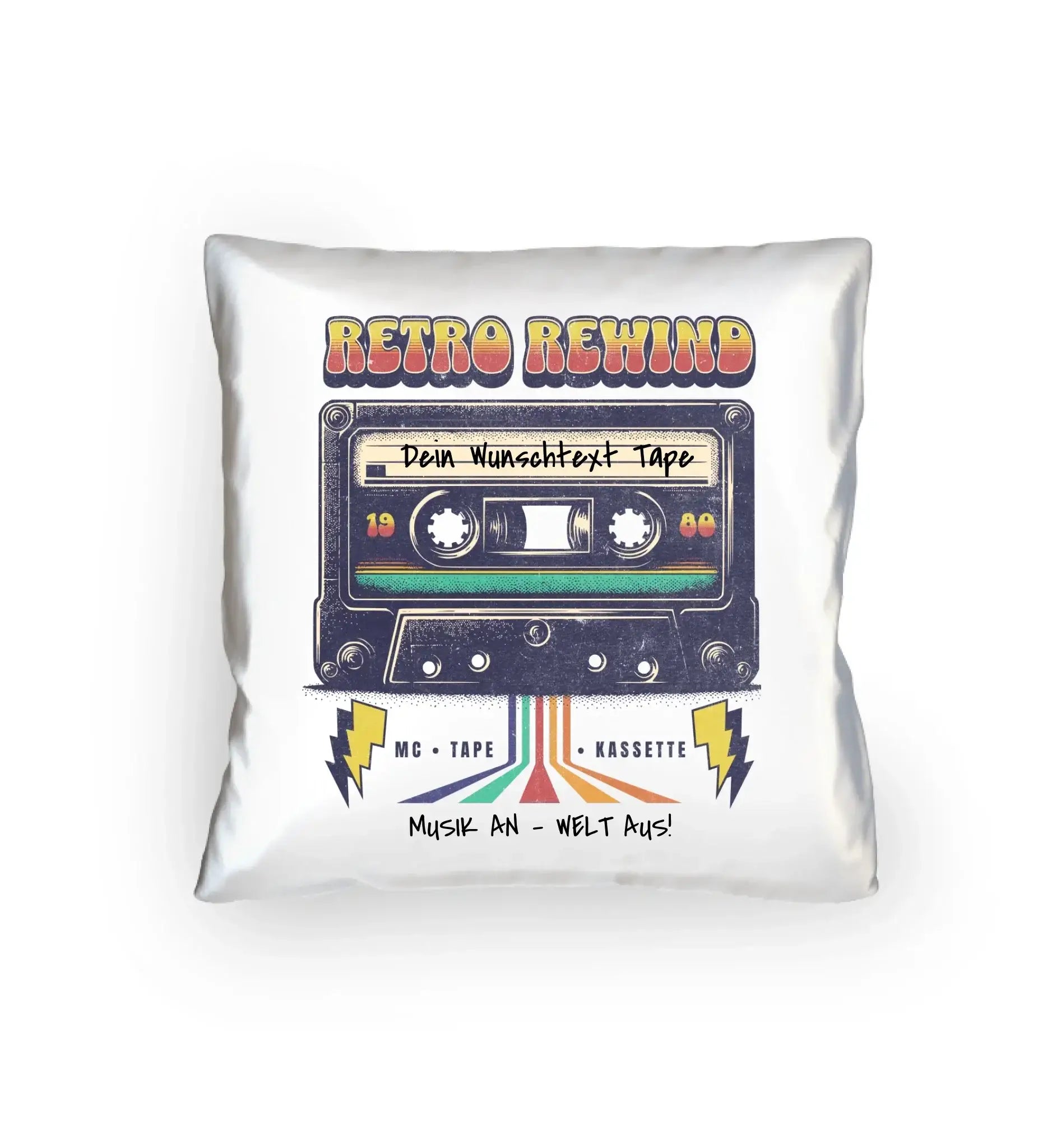 Retro MC 1950 - 2010 mit Wunschtext (personalisierbare Motive) - Kissen 40x40 cm / White / 40cm-x-40cm