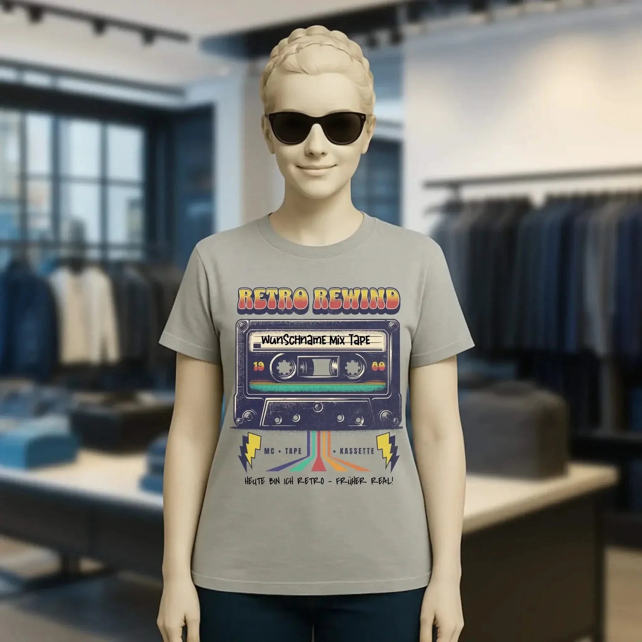 Retro MC 1950 bis 2010 + Wunschtext • Ladies Premium T-Shirt XS-2XL aus Bio-Baumwolle für Damen • Exklusivdesign • personalisiert