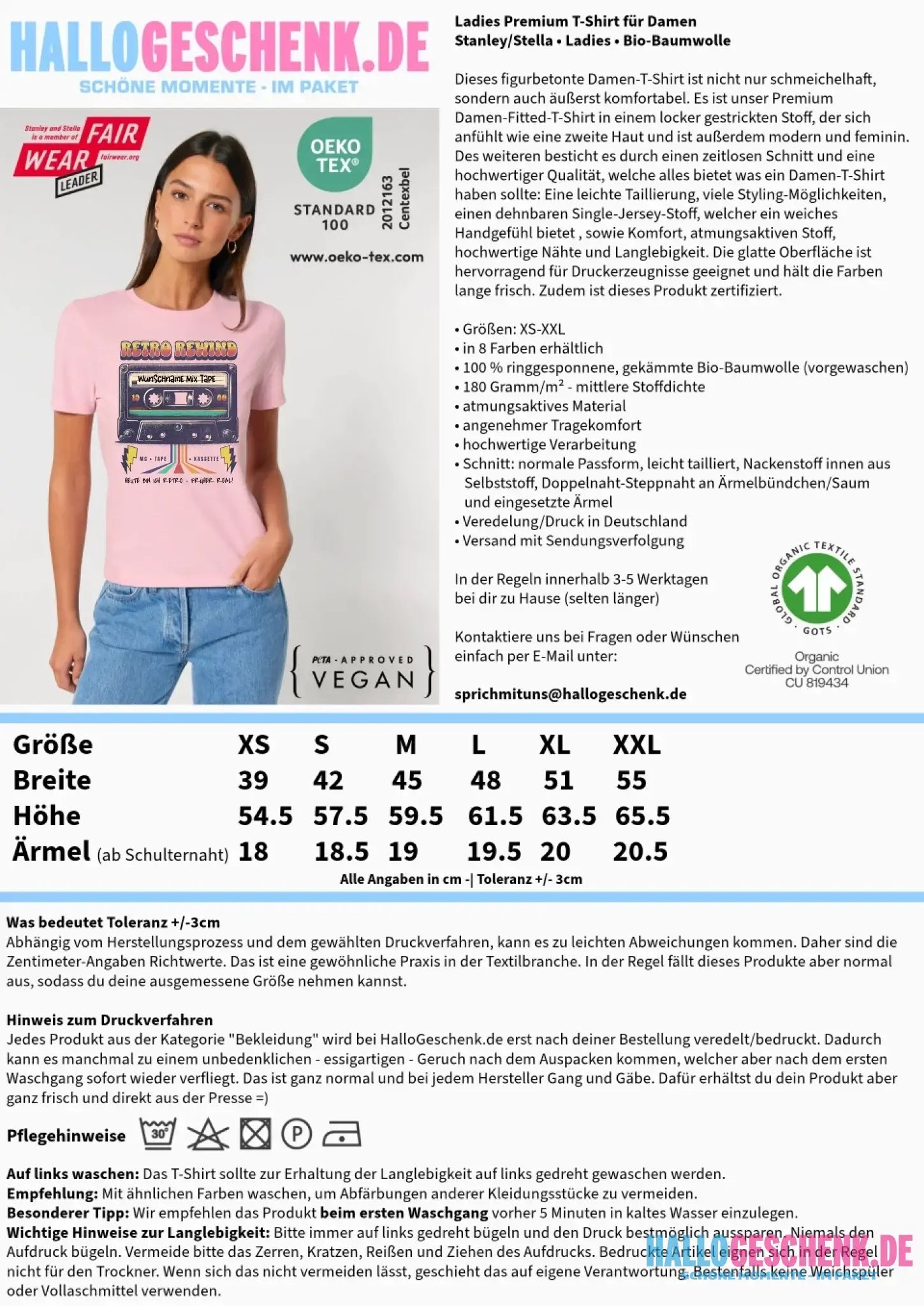 Retro MC 1950 bis 2010 + Wunschtext • Ladies Premium T-Shirt XS-2XL aus Bio-Baumwolle für Damen • Exklusivdesign