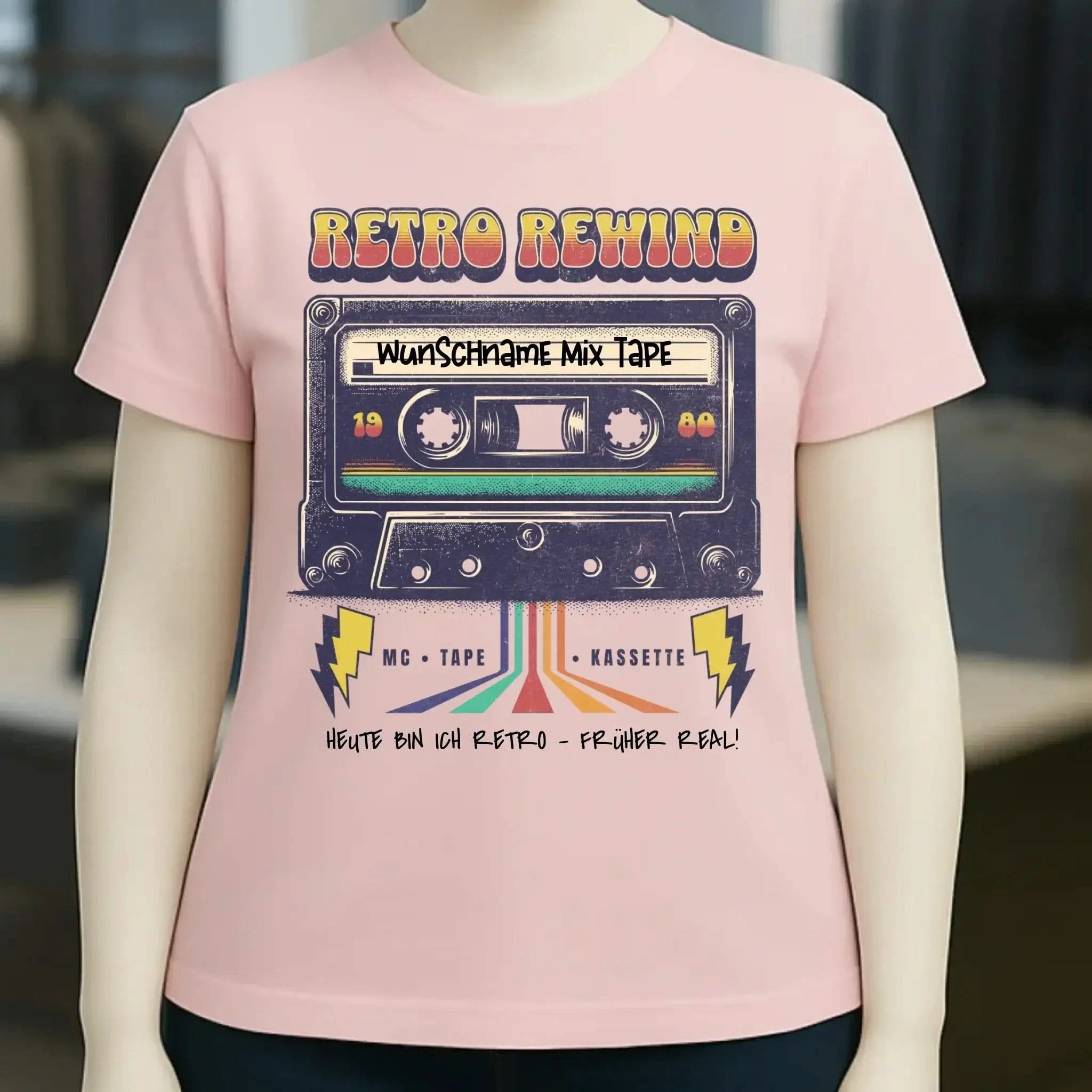 Retro MC 1950 bis 2010 + Wunschtext • Ladies Premium T-Shirt XS-2XL aus Bio-Baumwolle für Damen • Exklusivdesign • personalisiert