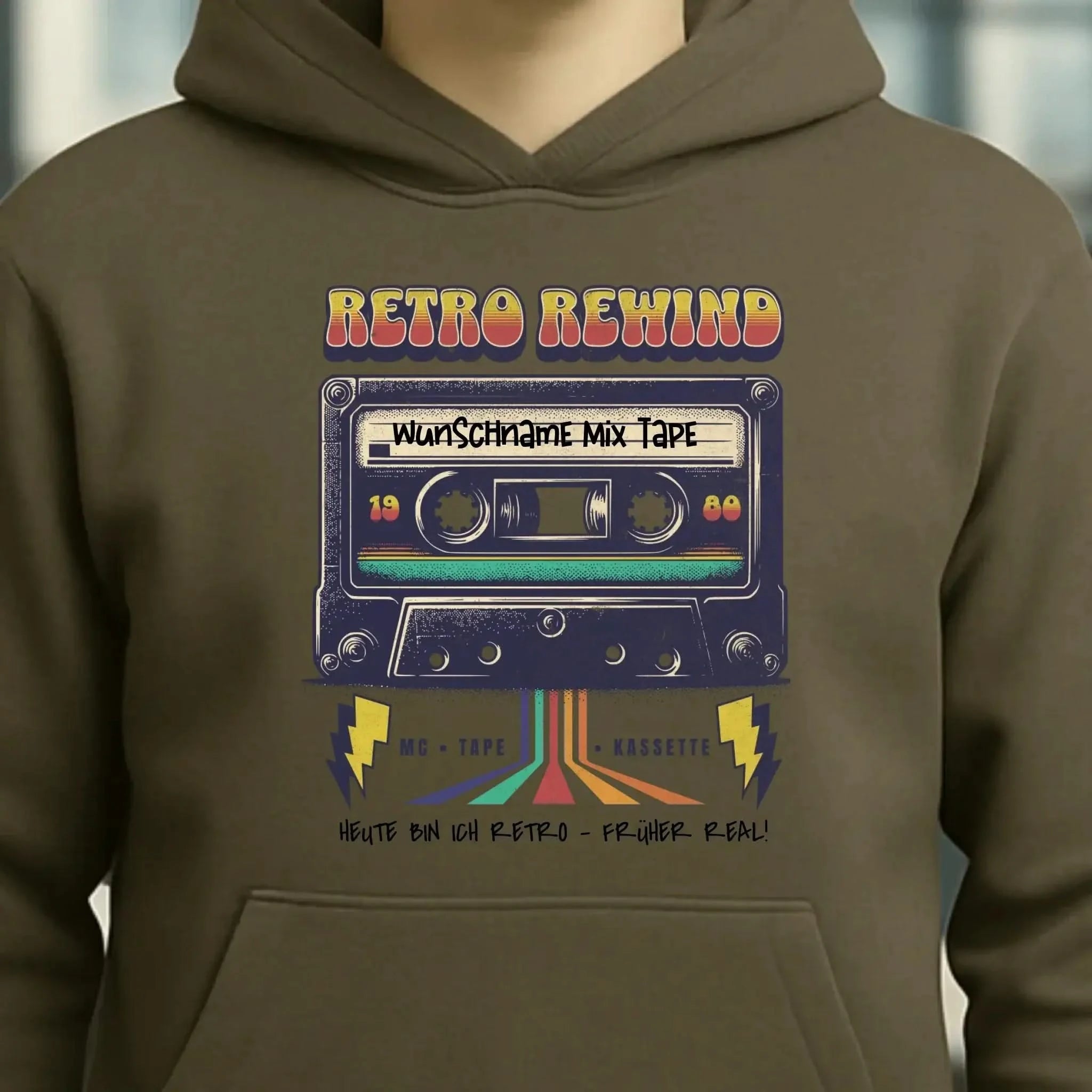 Retro MC 1950 bis 2010 + Wunschtext • Unisex Premium Hoodie XS-5XL aus Bio-Baumwolle für Damen & Herren