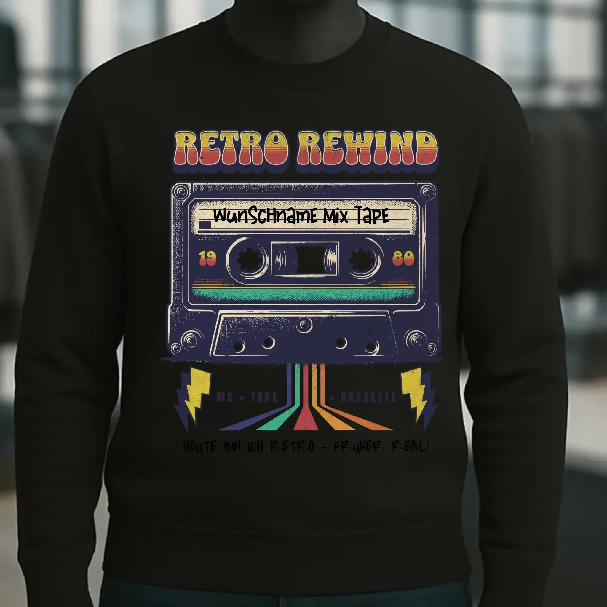 Retro MC 1950 bis 2010 + Wunschtext • Unisex Sweatshirt Bio-Baumwolle in 4 Farben XS-3XL • personalisiert