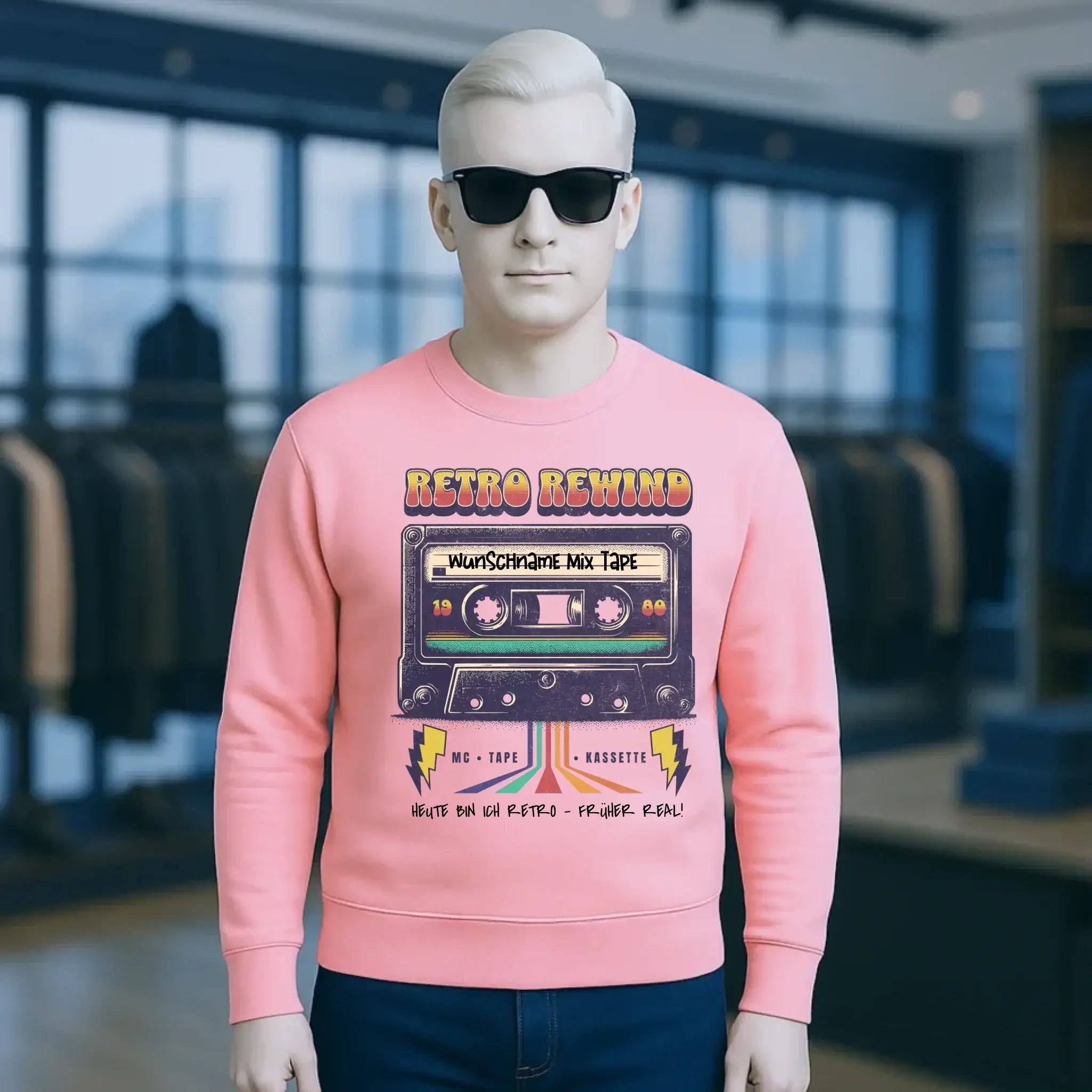 Retro MC 1950 bis 2010 + Wunschtext • Unisex Sweatshirt Bio-Baumwolle in 4 Farben XS-3XL • personalisiert