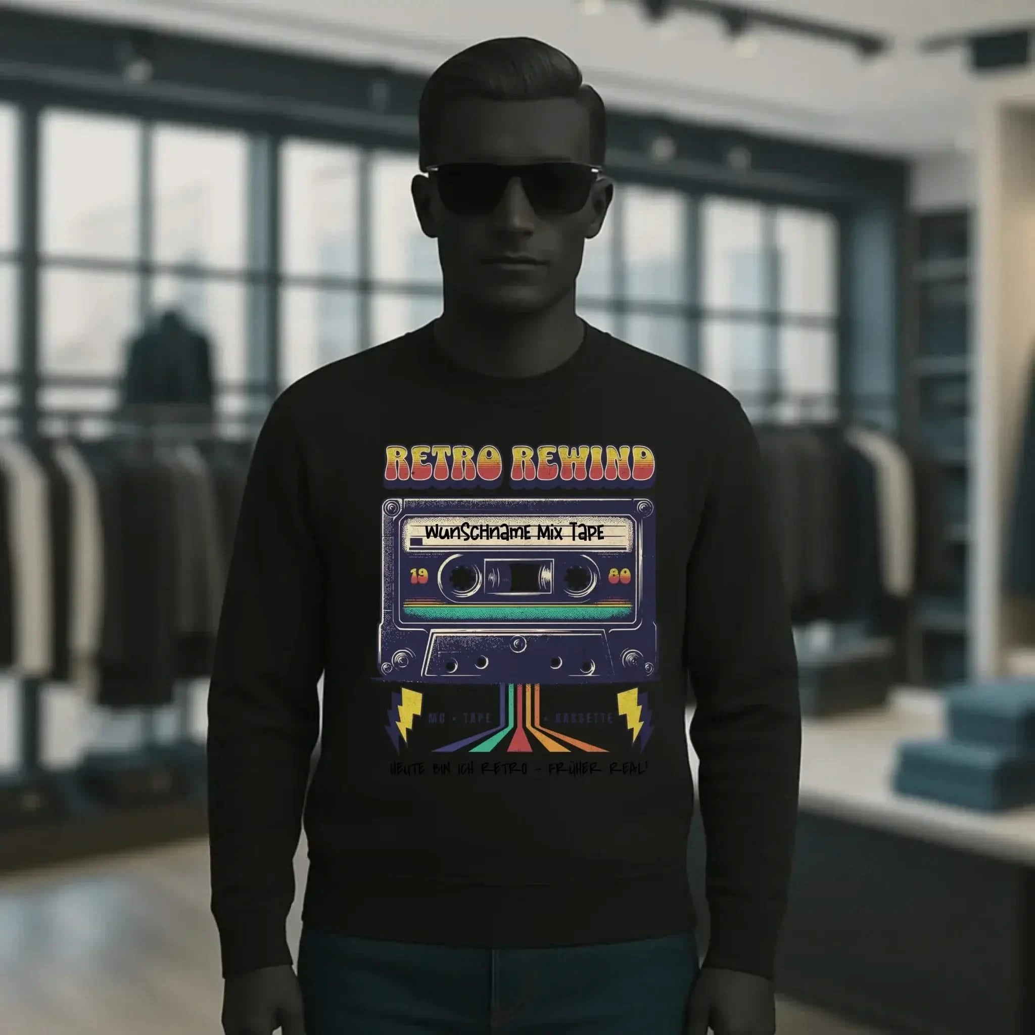Retro MC 1950 bis 2010 + Wunschtext • Unisex Sweatshirt Bio-Baumwolle in 4 Farben XS-3XL • personalisiert
