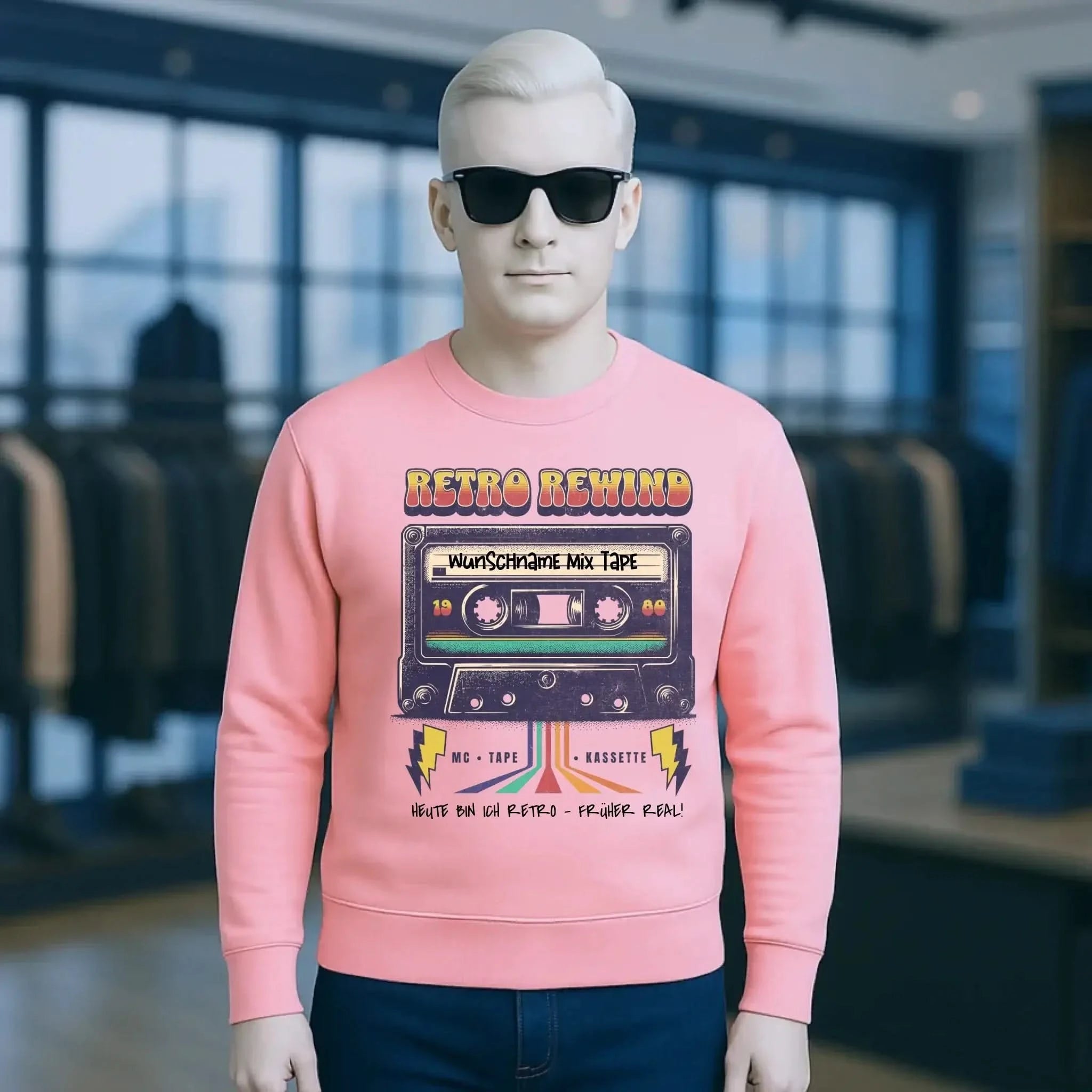 Retro MC 1950 bis 2010 + Wunschtext • Unisex Sweatshirt Bio-Baumwolle in 4 Farben XS-3XL • personalisiert