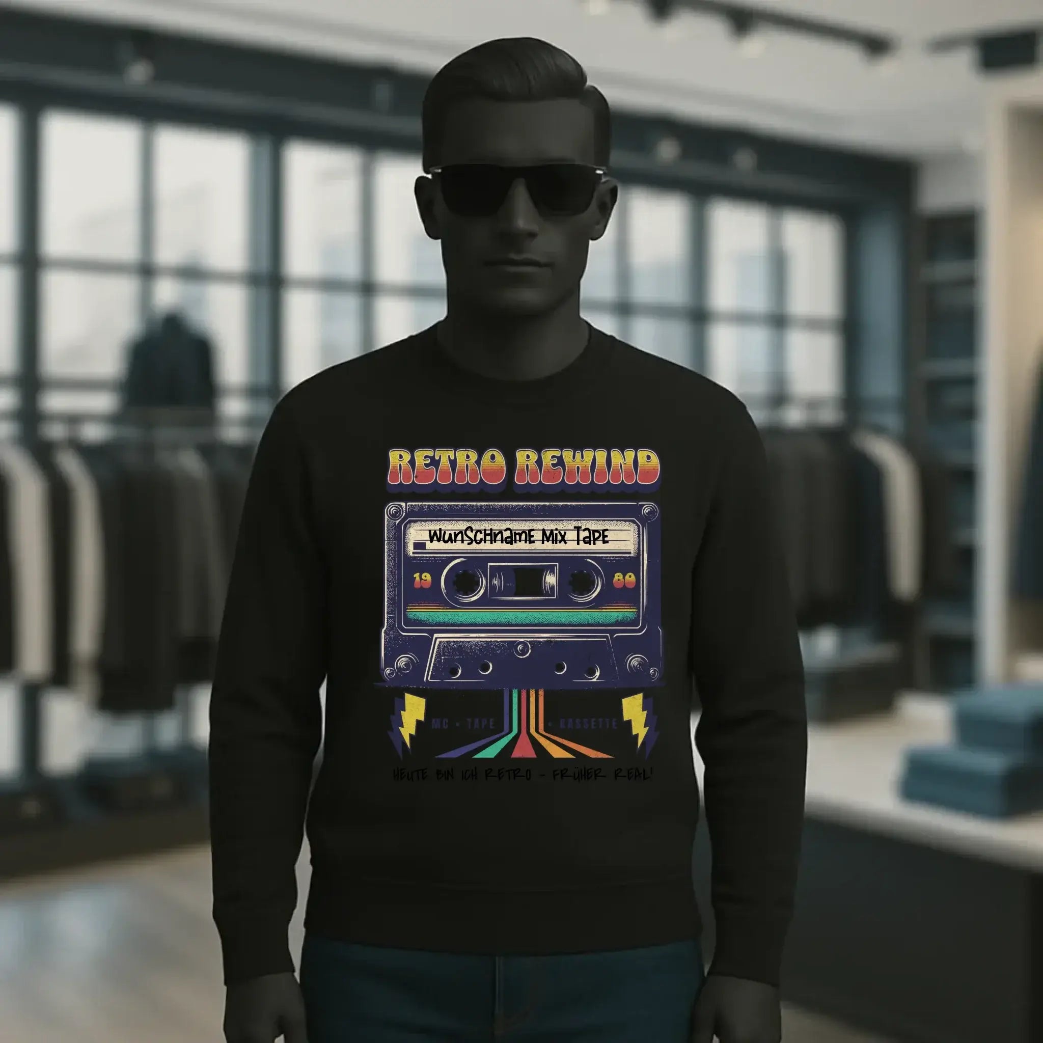 Retro MC 1950 bis 2010 + Wunschtext • Unisex Sweatshirt Bio-Baumwolle in 4 Farben XS-3XL • personalisiert