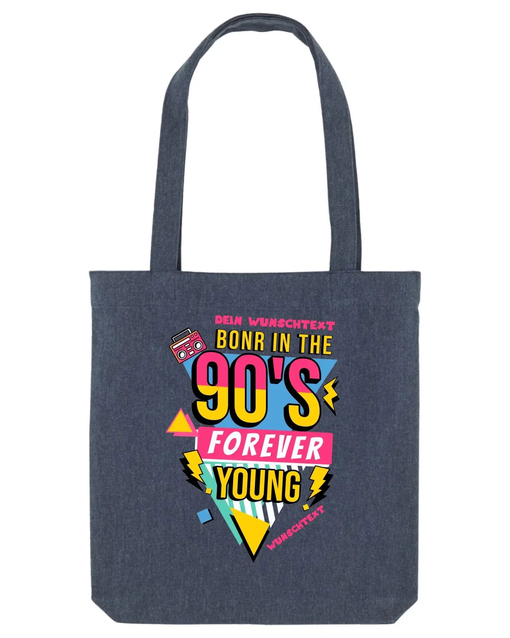 Retro MC mit Jahreszahl 1950 - 2010 • mehrere Artikel • ’Statement-Collection’ • Wunschtext • Mein Motiv • Stofftasche