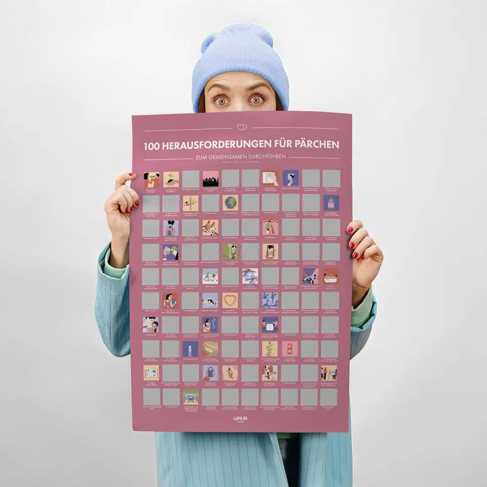 Rubbelposter 100 Herausforderungen für Pärchen zum gemeinsamen Durchführen (deutsche Version)