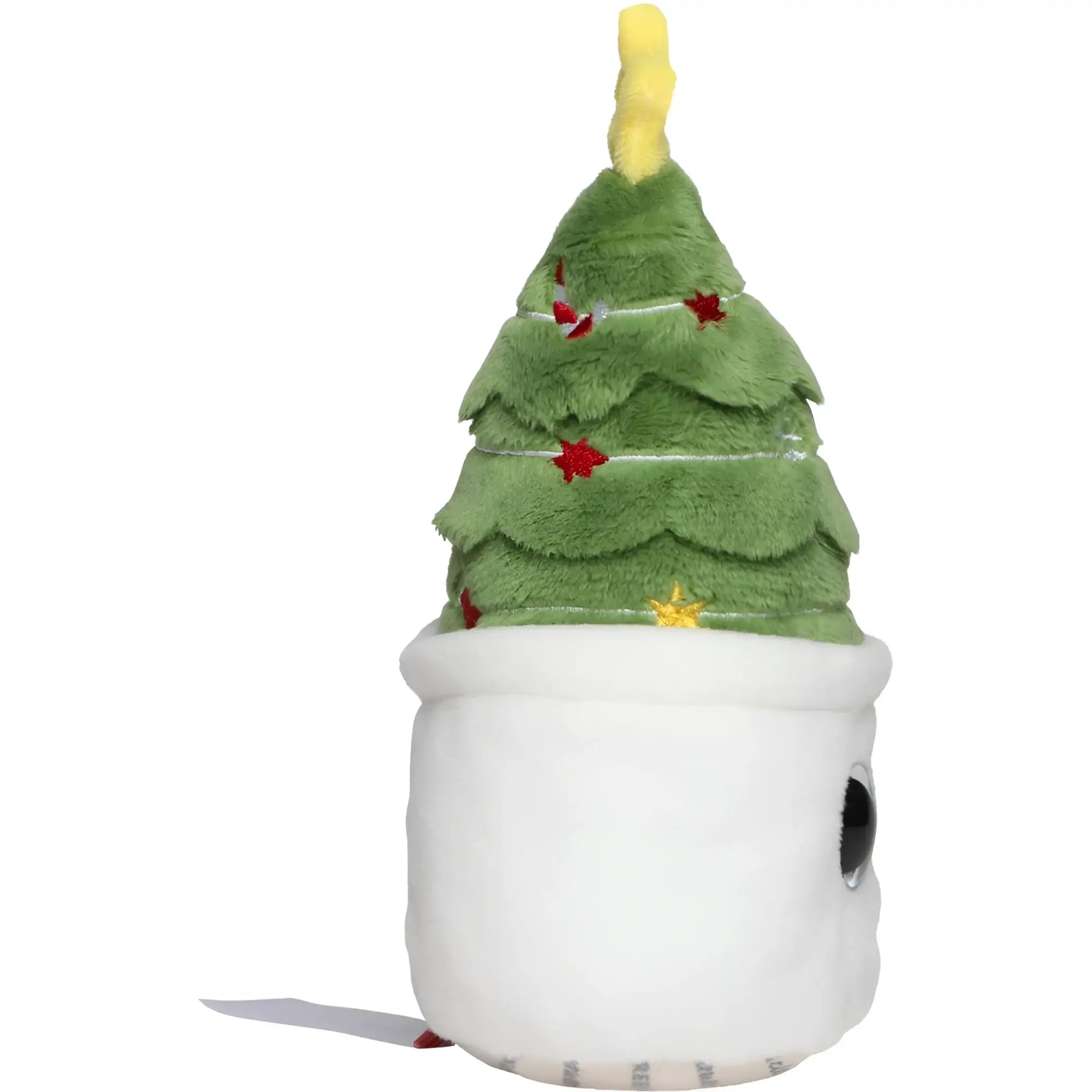 Schmoozies displayreiniger evergreenies tannenbaum grüner plüschweihnachtsbaum mit roten und gelben sternen im weißen zylinderständer