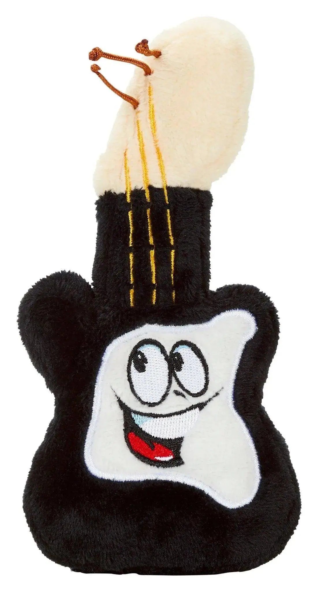 Schmoozies® displayreiniger gitarre schwarzes plüschspielzeug mit weißem stickgesicht und cremefarbener kunstpelzmähne