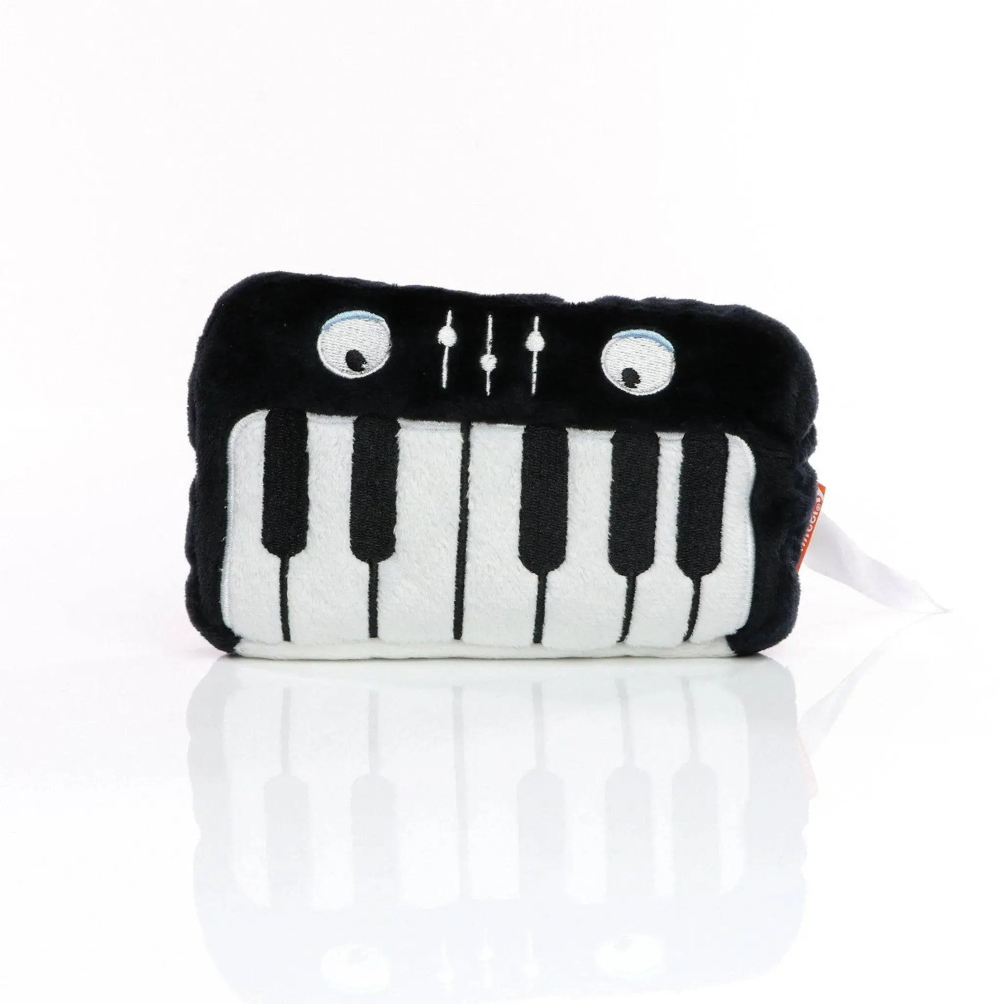 Schmoozies displayreiniger keyboard kuscheliges schwarz weißes klavier motiv mit bestickten augen und stimmknöpfen