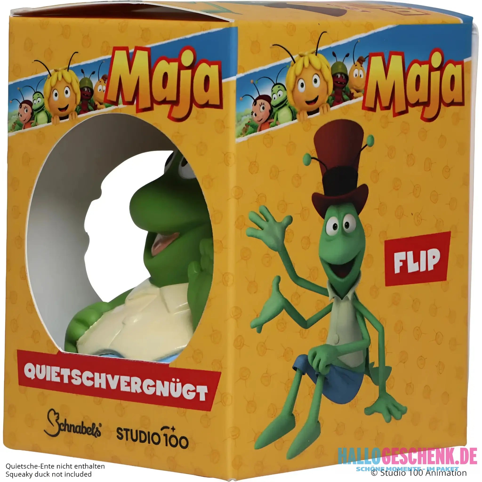 Schnabels® Badeente „Grashüpfer Flip“ von Biene Maja mit Geschenkverpackung - Badeenten