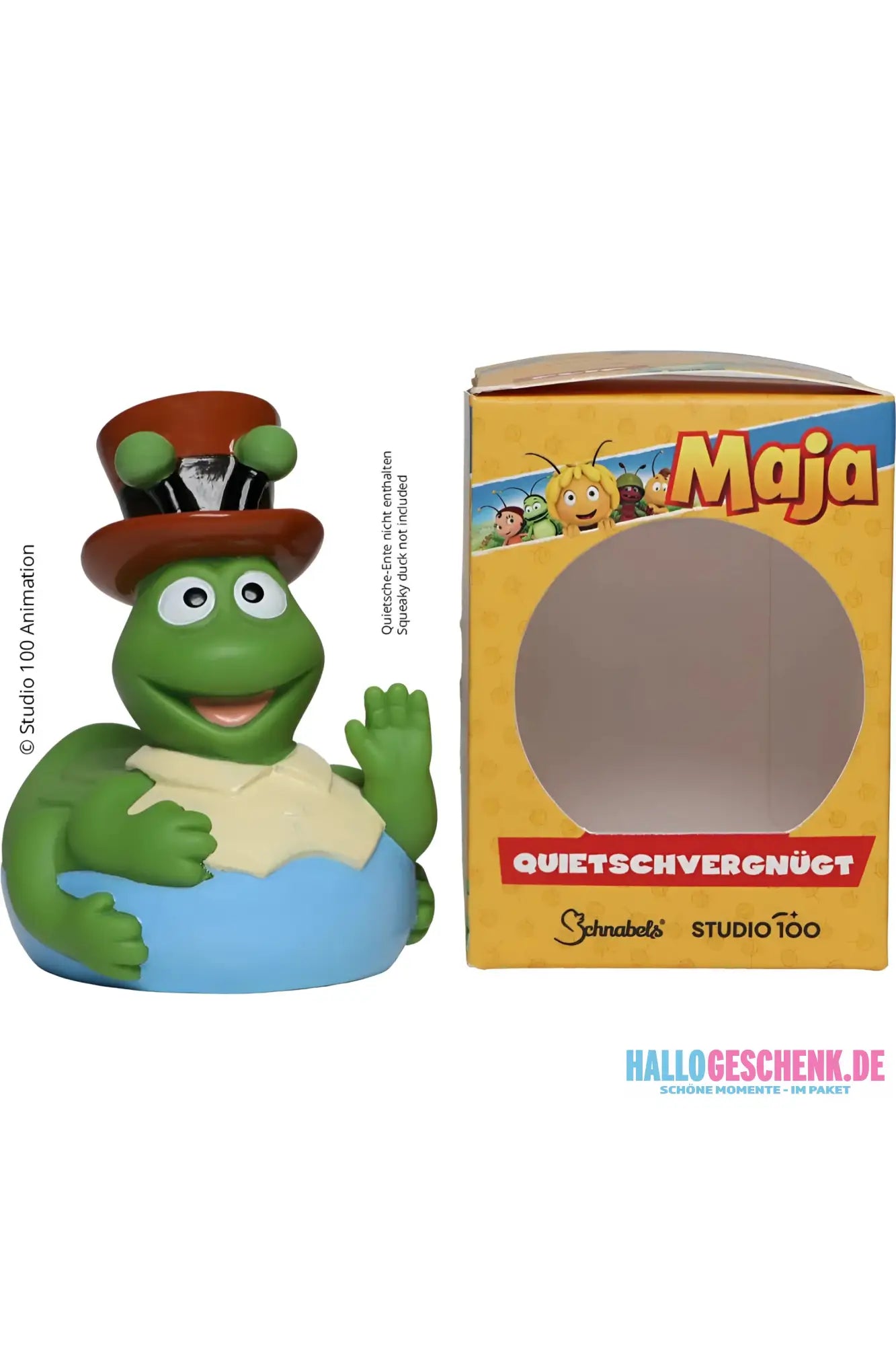 Schnabels® Badeente „Grashüpfer Flip“ von Biene Maja mit Geschenkverpackung - Badeenten