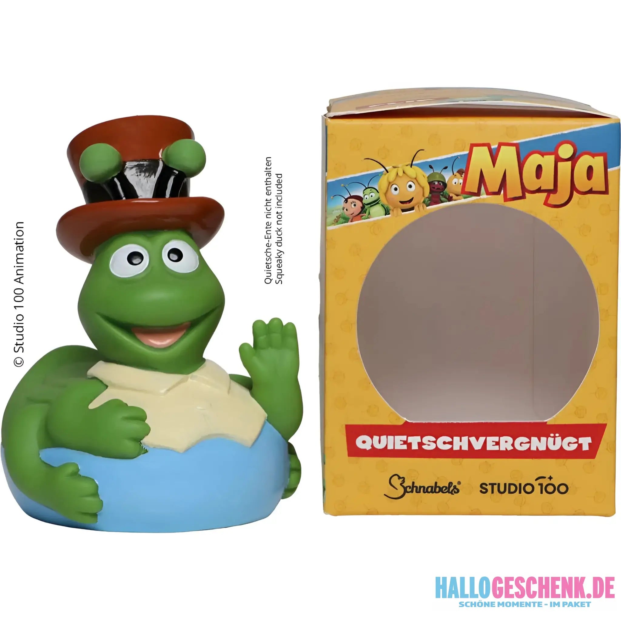 Schnabels® Badeente „Grashüpfer Flip“ von Biene Maja mit Geschenkverpackung - Badeenten