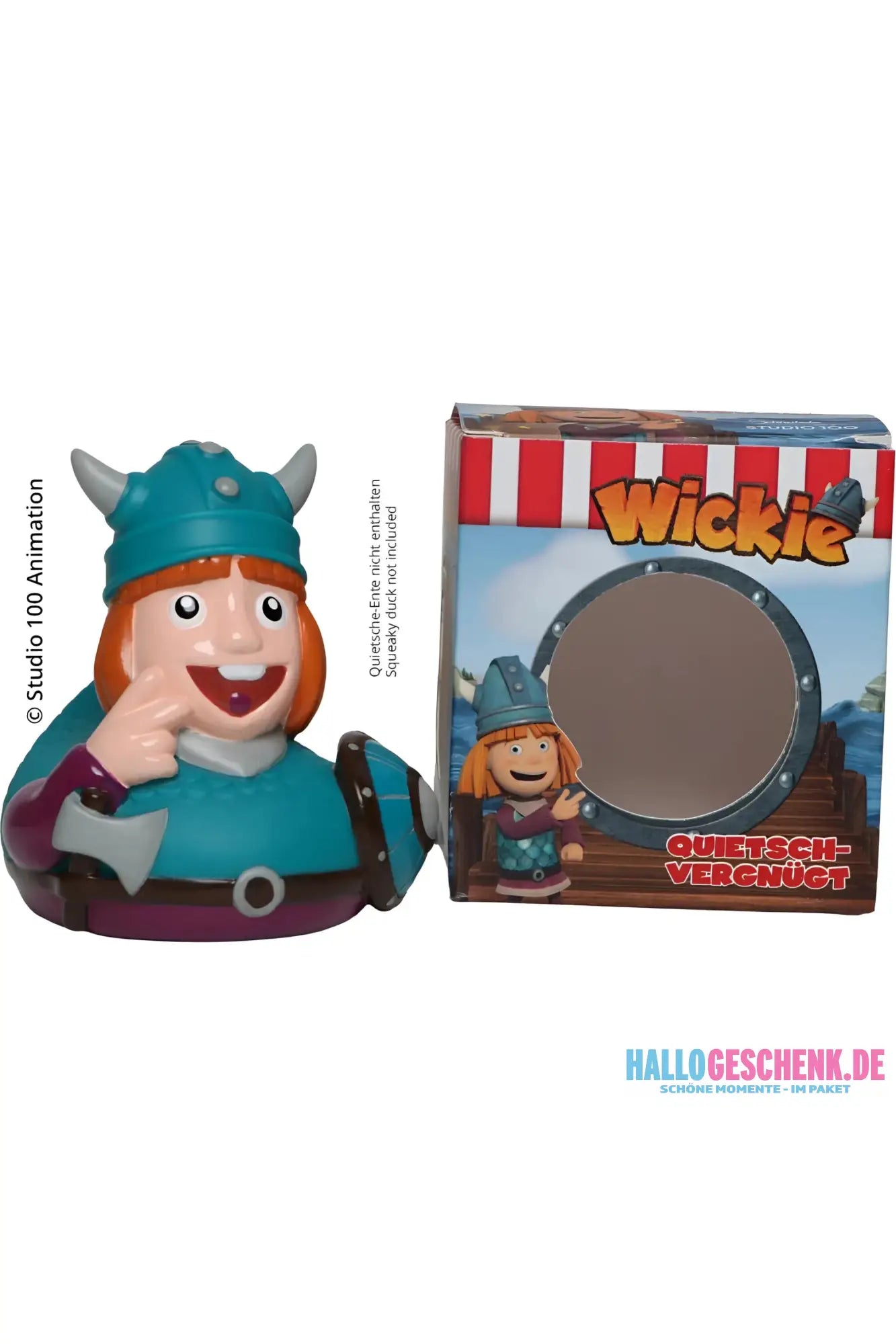 Schnabels® Badeente „Wickie“ mit Geschenkverpackung 🛁🪖🎁 - Badeenten
