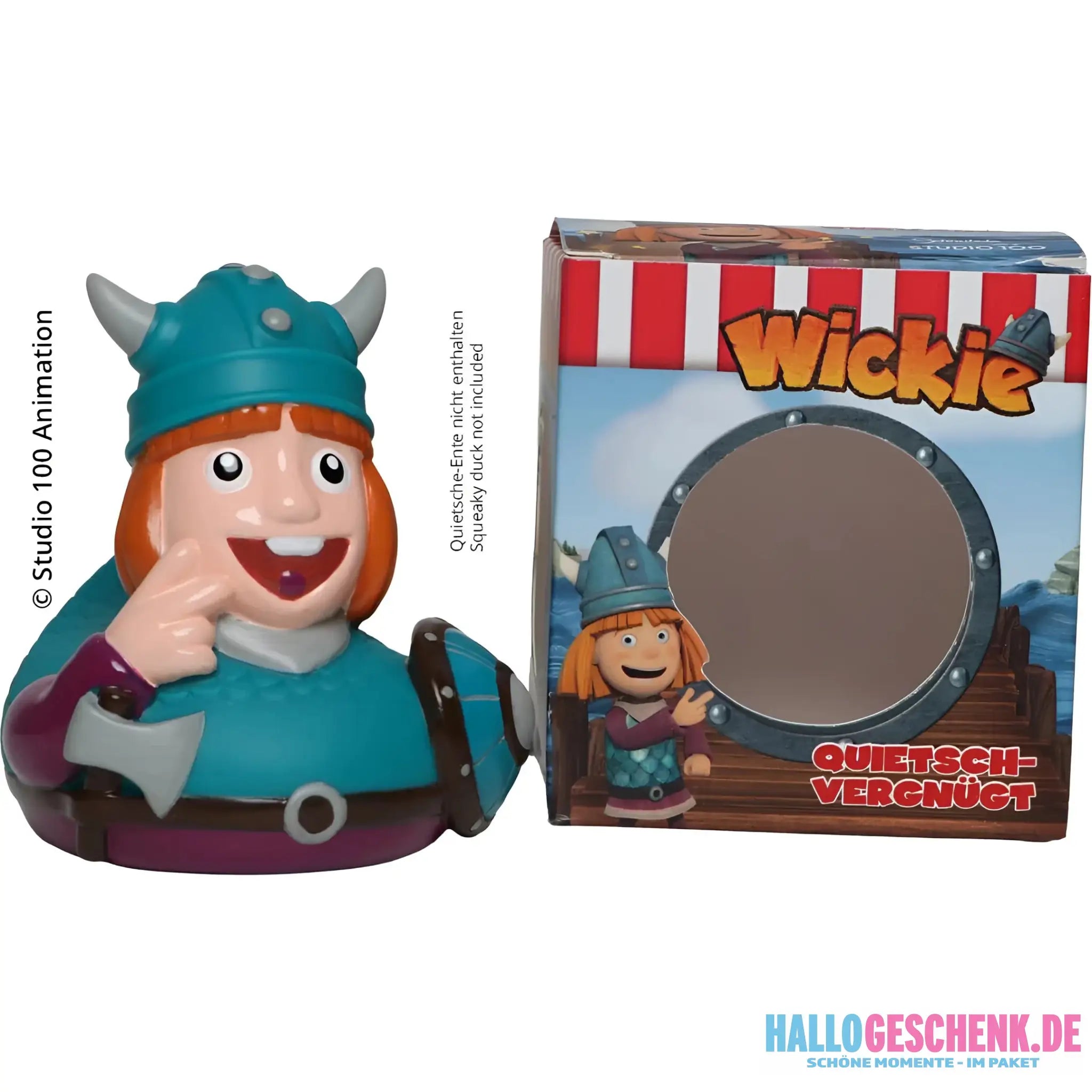 Schnabels® Badeente „Wickie“ mit Geschenkverpackung 🛁🪖🎁 - Badeenten